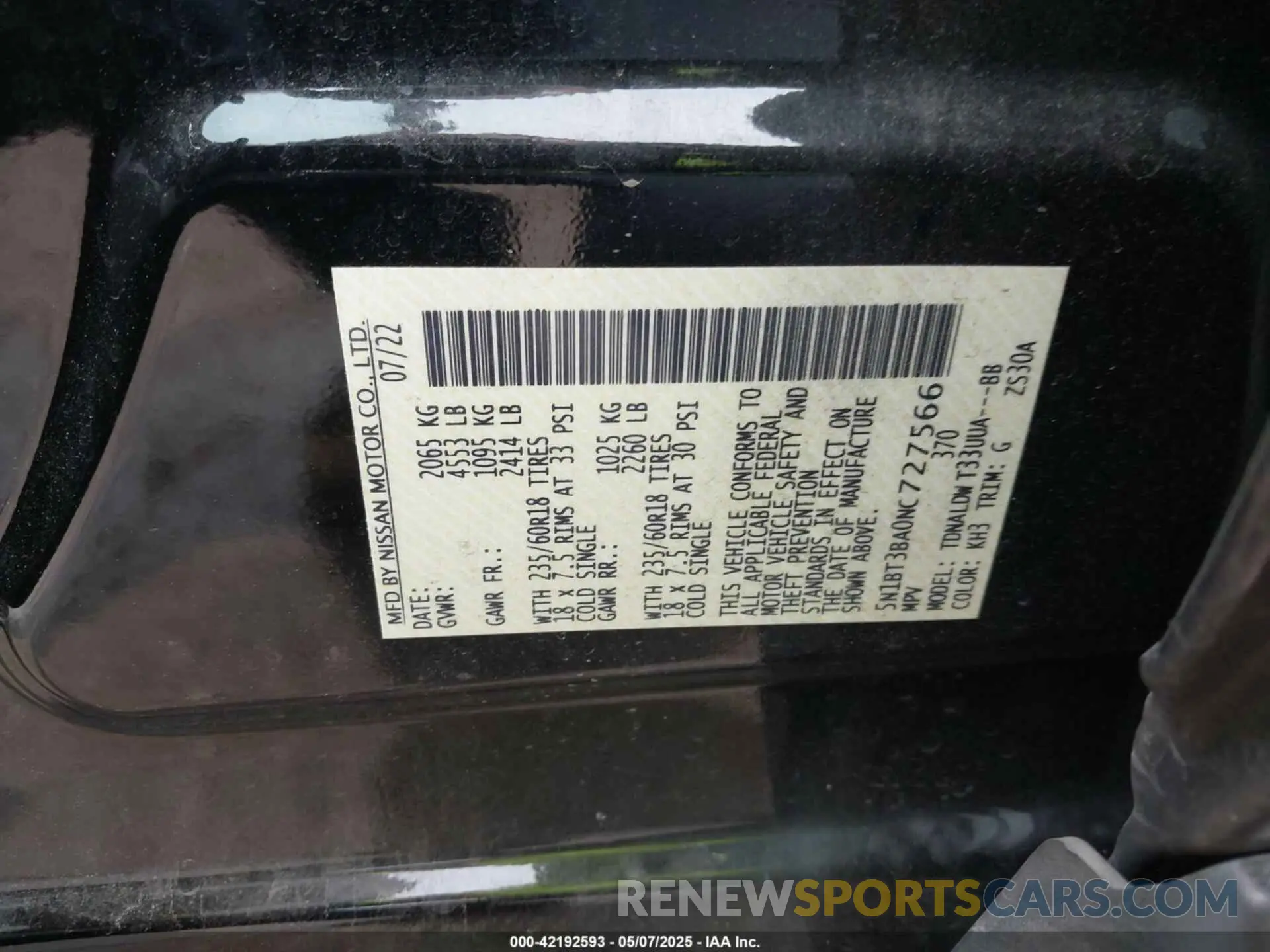 9 fotografías del automóvil dañado 5N1BT3BA0NC727566 NISSAN ROGUE 2022