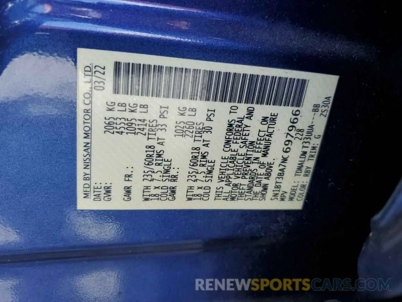 14 fotografías del automóvil dañado 5N1BT3BA7NC697966 NISSAN ROGUE 2022