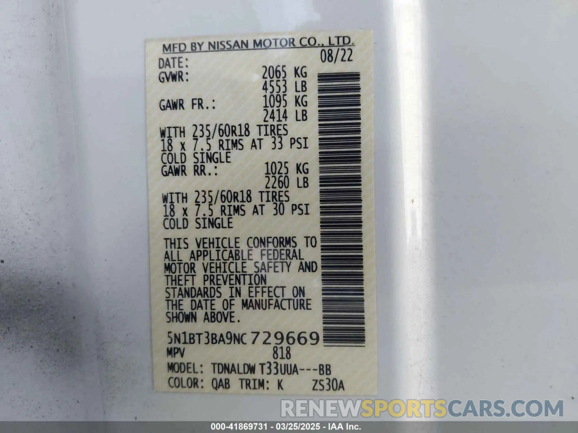 9 fotografías del automóvil dañado 5N1BT3BA9NC729669 NISSAN ROGUE 2022