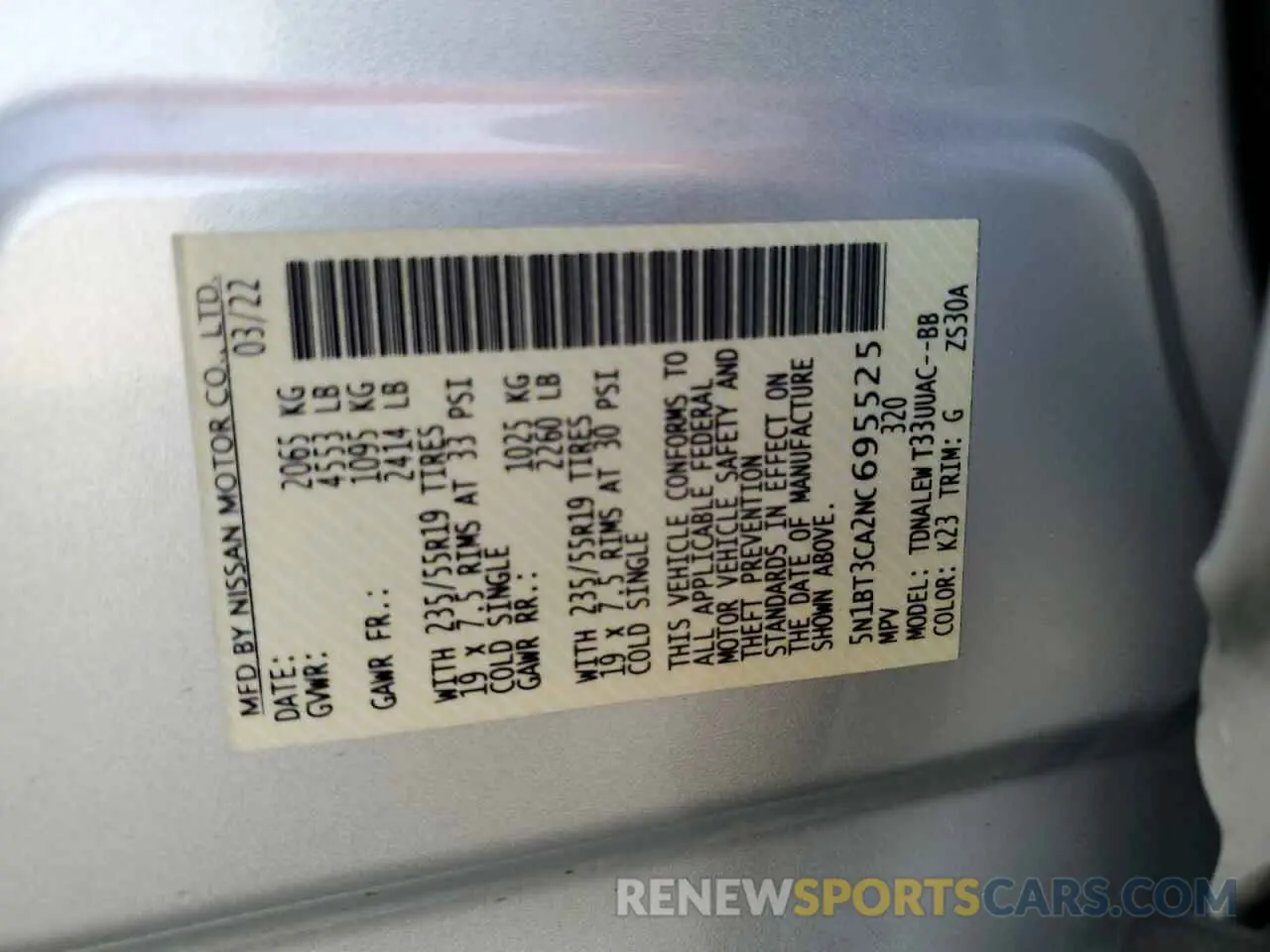 16 fotografías del automóvil dañado 5N1BT3CA2NC695525 NISSAN ROGUE 2022
