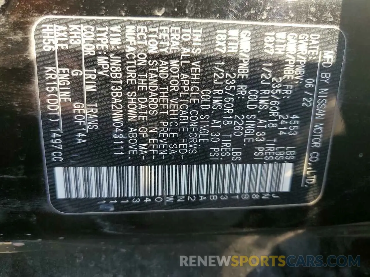 13 fotografías del automóvil dañado JN8BT3BA2NW043111 NISSAN ROGUE 2022