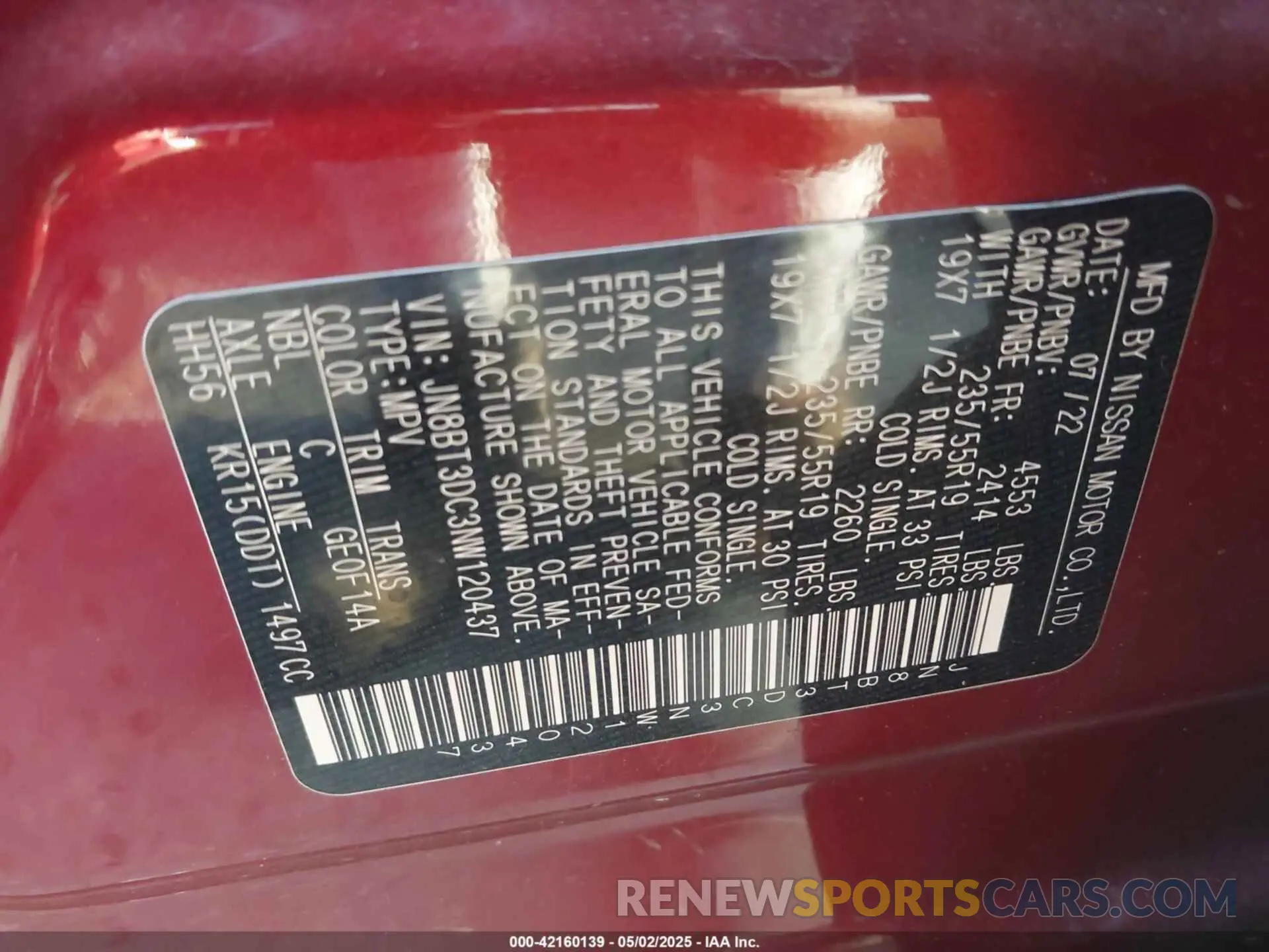 9 fotografías del automóvil dañado JN8BT3DC3NW120437 NISSAN ROGUE 2022