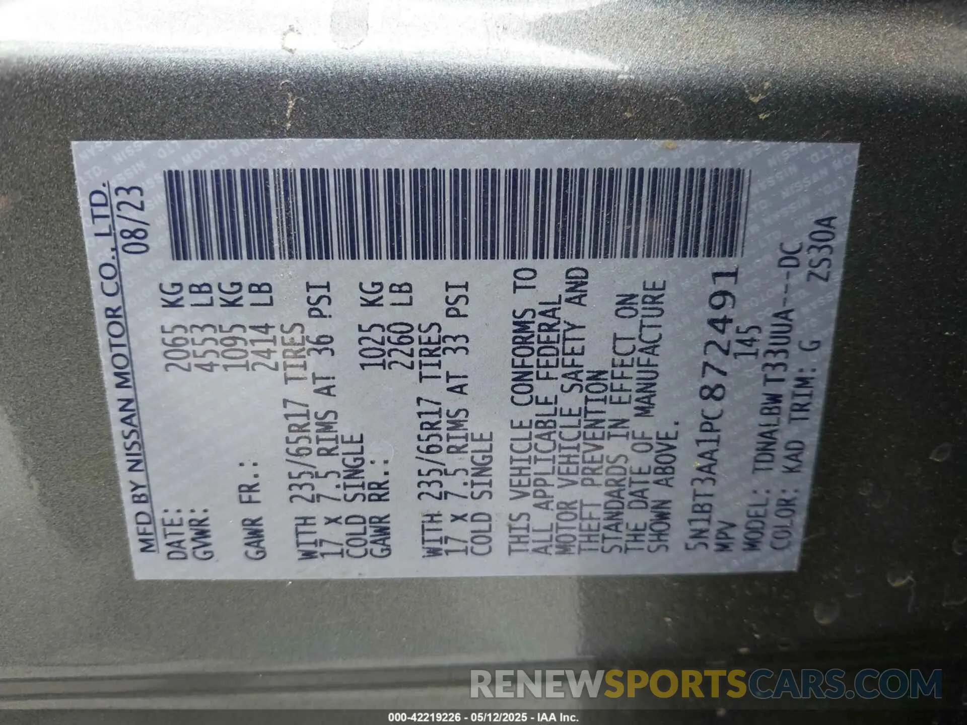 9 fotografías del automóvil dañado 5N1BT3AA1PC872491 NISSAN ROGUE 2023