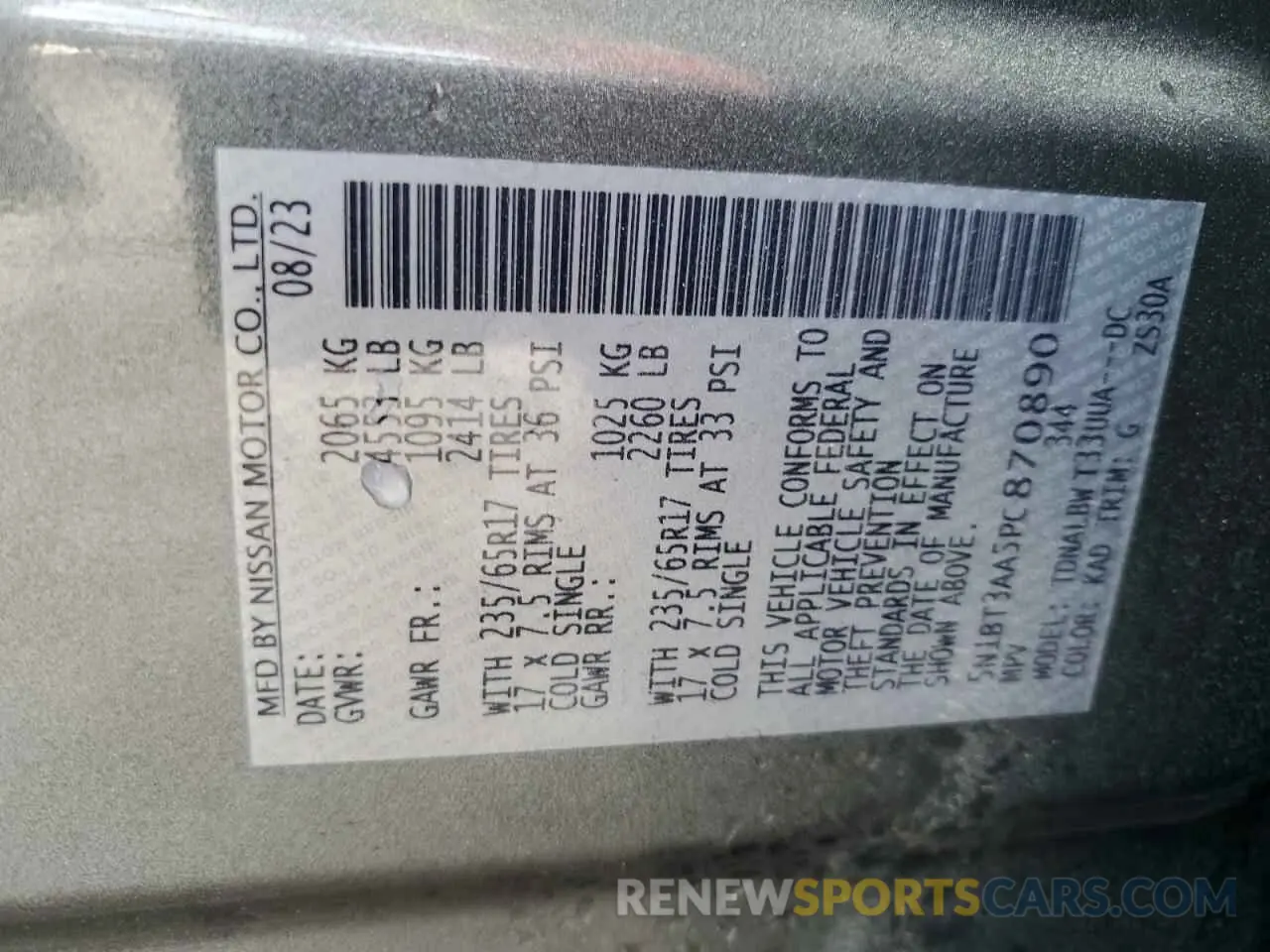 14 fotografías del automóvil dañado 5N1BT3AA5PC870890 NISSAN ROGUE 2023