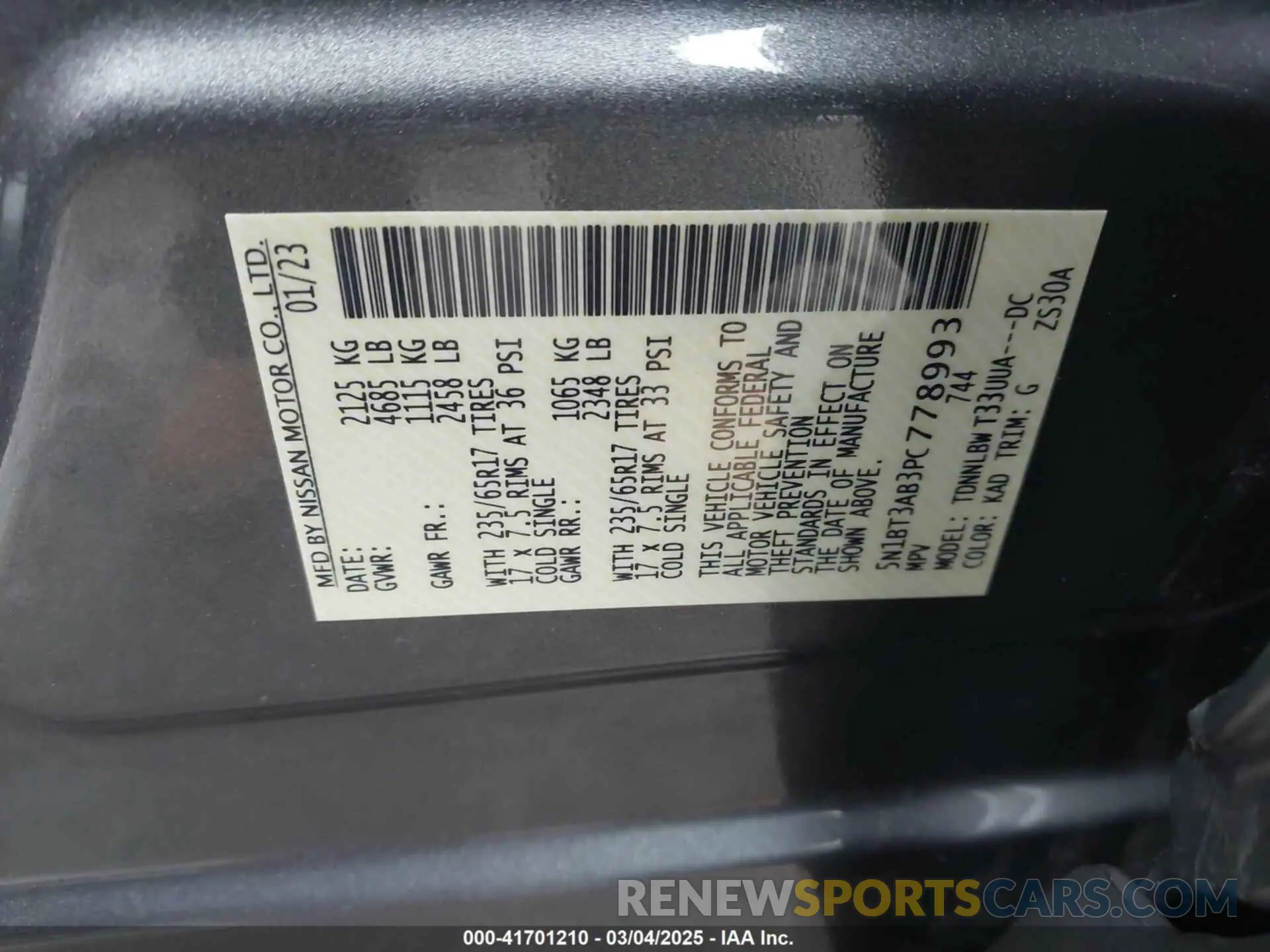 9 fotografías del automóvil dañado 5N1BT3AB3PC778993 NISSAN ROGUE 2023