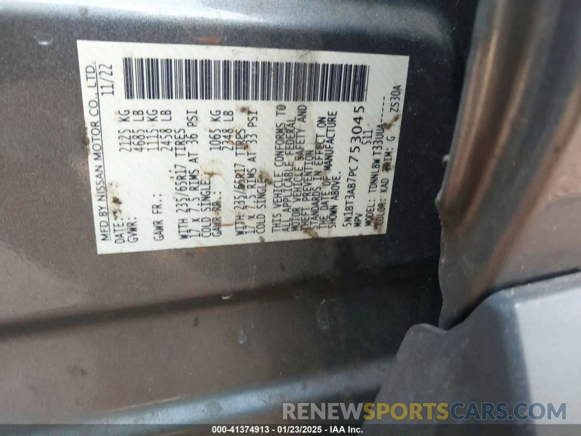 9 fotografías del automóvil dañado 5N1BT3AB7PC753045 NISSAN ROGUE 2023