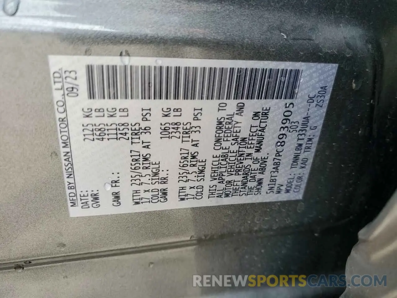 14 fotografías del automóvil dañado 5N1BT3AB7PC893905 NISSAN ROGUE 2023