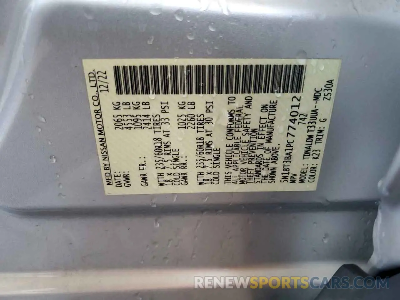 13 fotografías del automóvil dañado 5N1BT3BA1PC774012 NISSAN ROGUE 2023