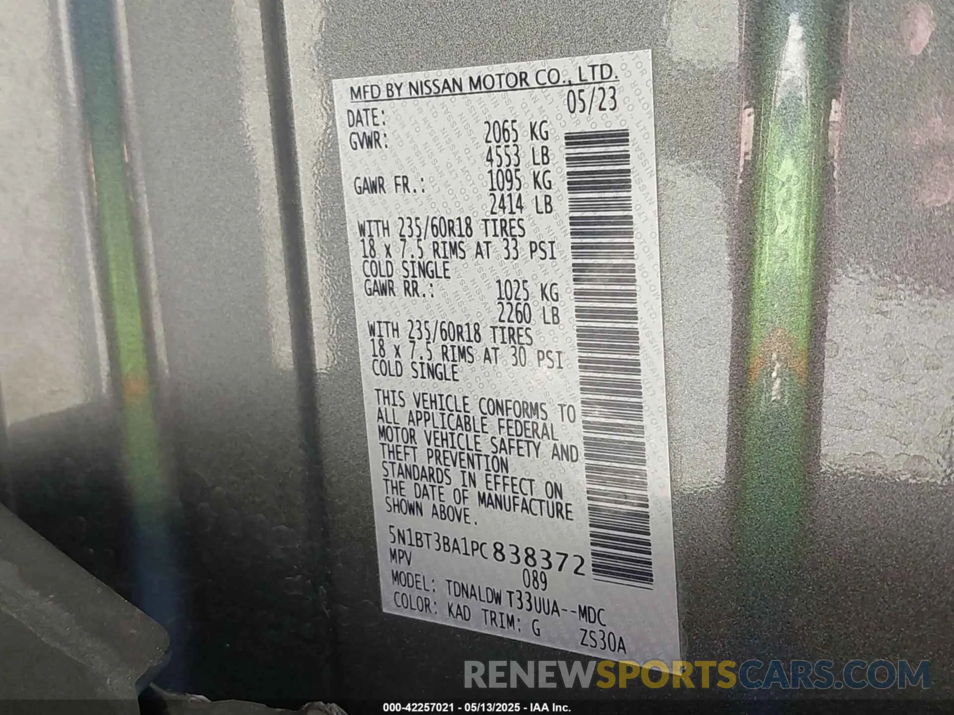 9 fotografías del automóvil dañado 5N1BT3BA1PC838372 NISSAN ROGUE 2023