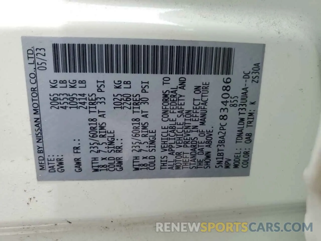 13 fotografías del automóvil dañado 5N1BT3BA2PC834086 NISSAN ROGUE 2023