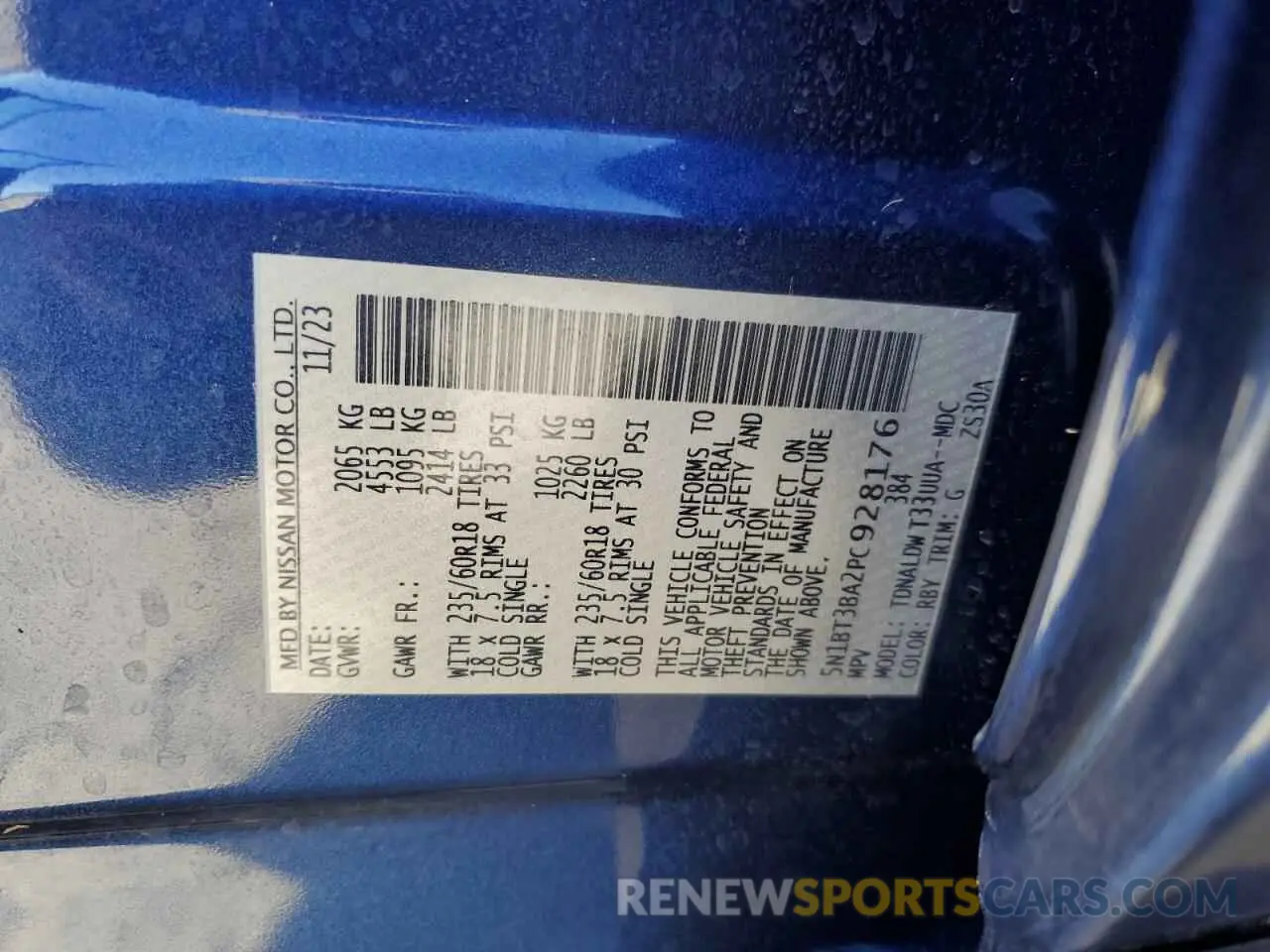 12 fotografías del automóvil dañado 5N1BT3BA2PC928176 NISSAN ROGUE 2023
