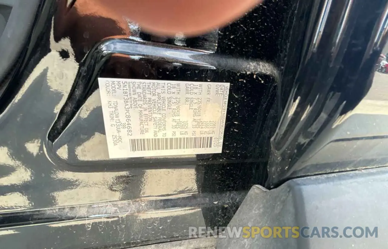 10 fotografías del automóvil dañado 5N1BT3BA3PC864682 NISSAN ROGUE 2023