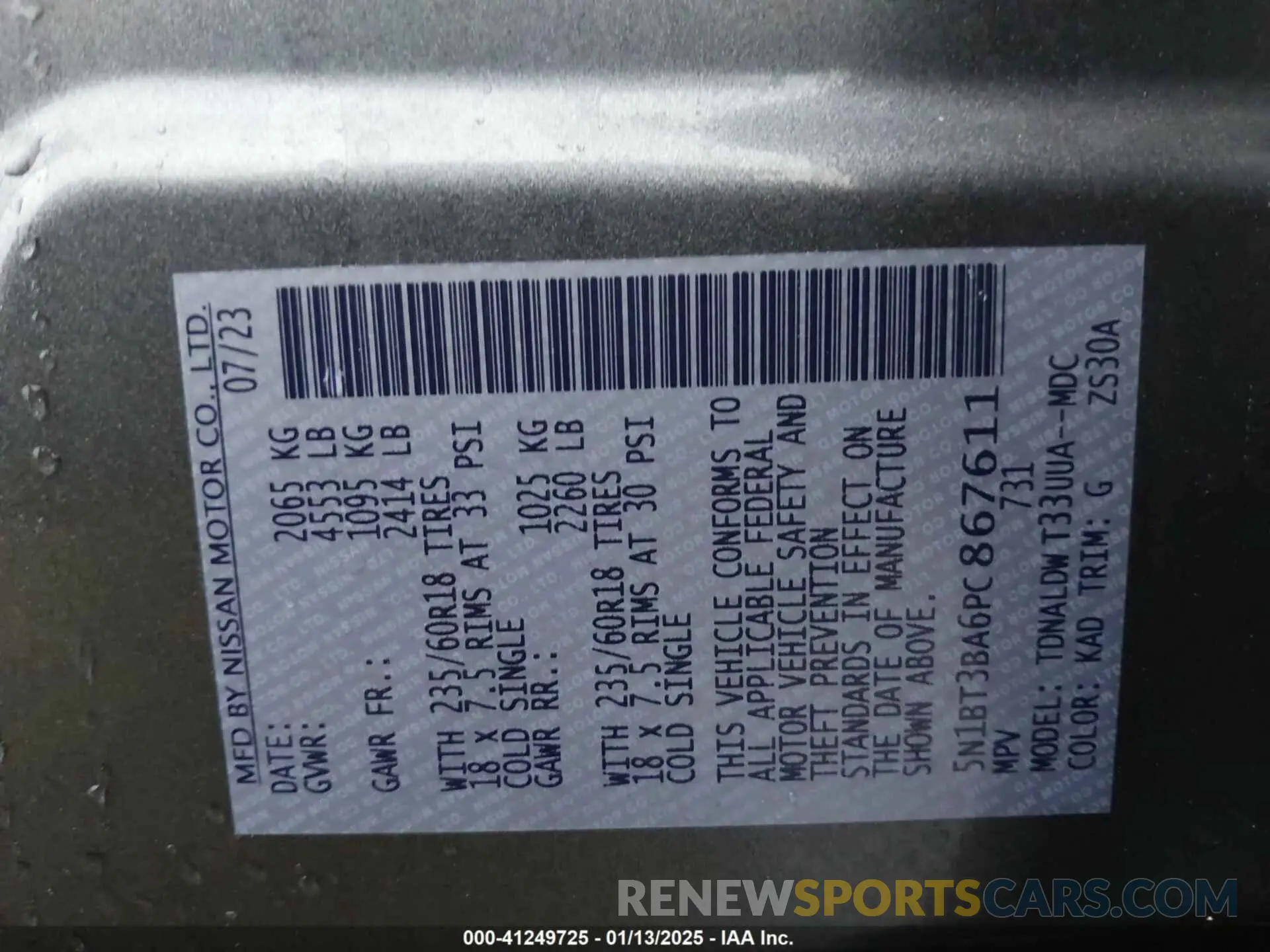 9 fotografías del automóvil dañado 5N1BT3BA6PC867611 NISSAN ROGUE 2023