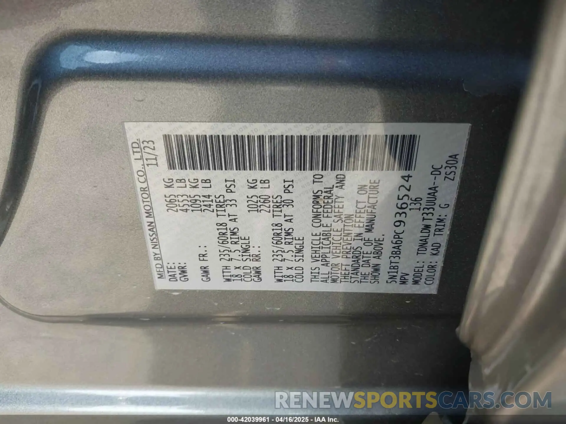 9 fotografías del automóvil dañado 5N1BT3BA6PC936524 NISSAN ROGUE 2023