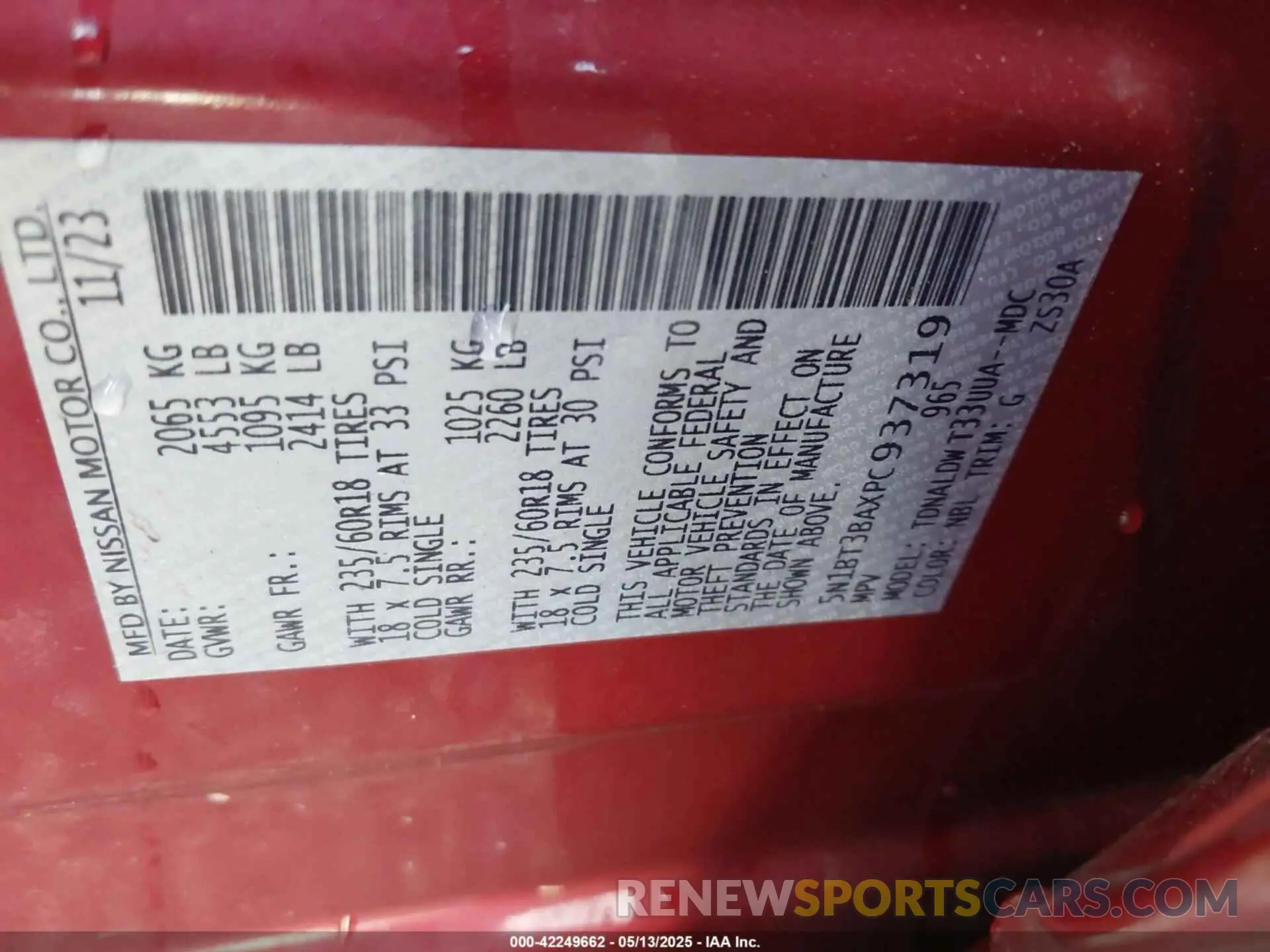 9 fotografías del automóvil dañado 5N1BT3BAXPC937319 NISSAN ROGUE 2023