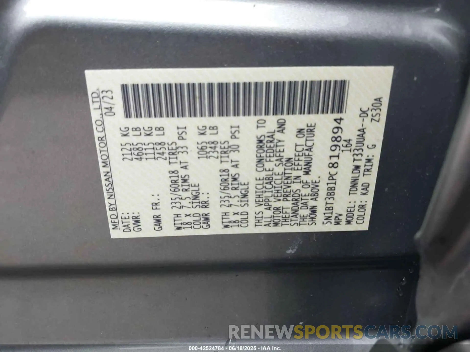 9 fotografías del automóvil dañado 5N1BT3BB1PC819894 NISSAN ROGUE 2023