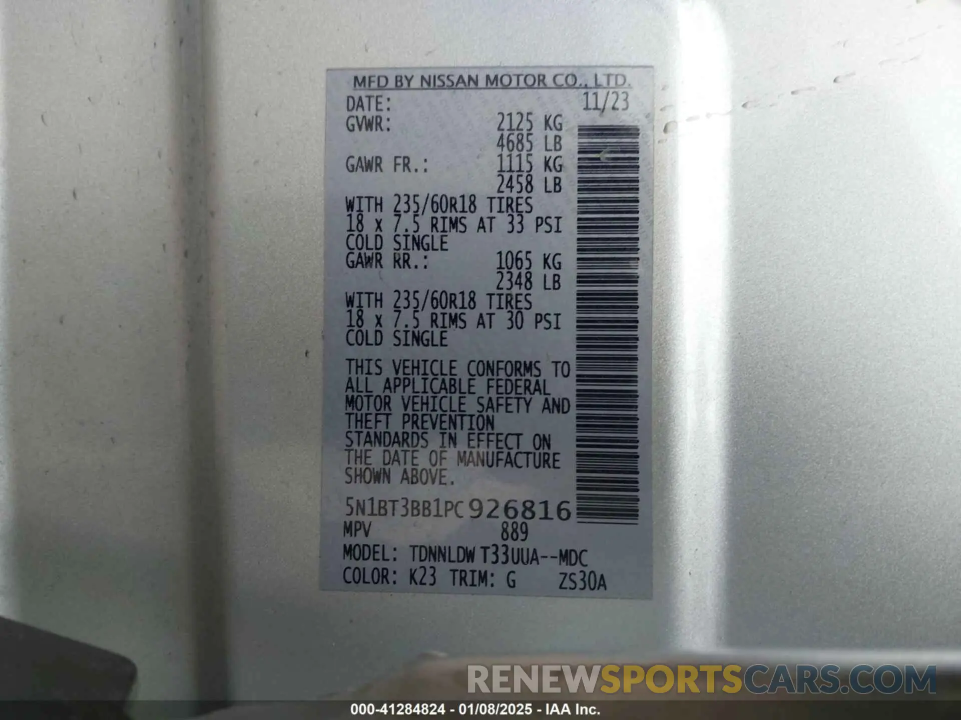 9 fotografías del automóvil dañado 5N1BT3BB1PC926816 NISSAN ROGUE 2023