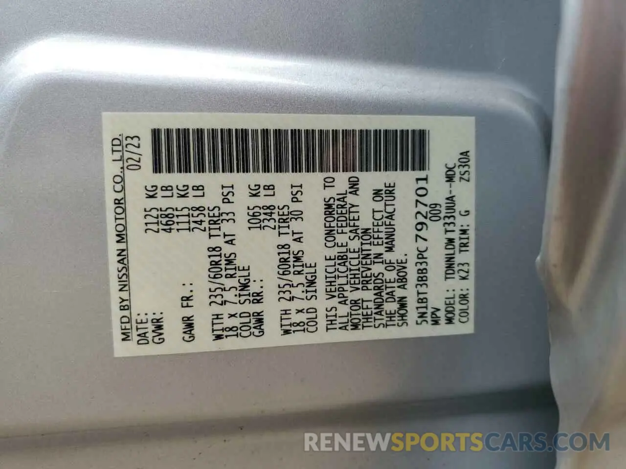 13 fotografías del automóvil dañado 5N1BT3BB3PC792701 NISSAN ROGUE 2023
