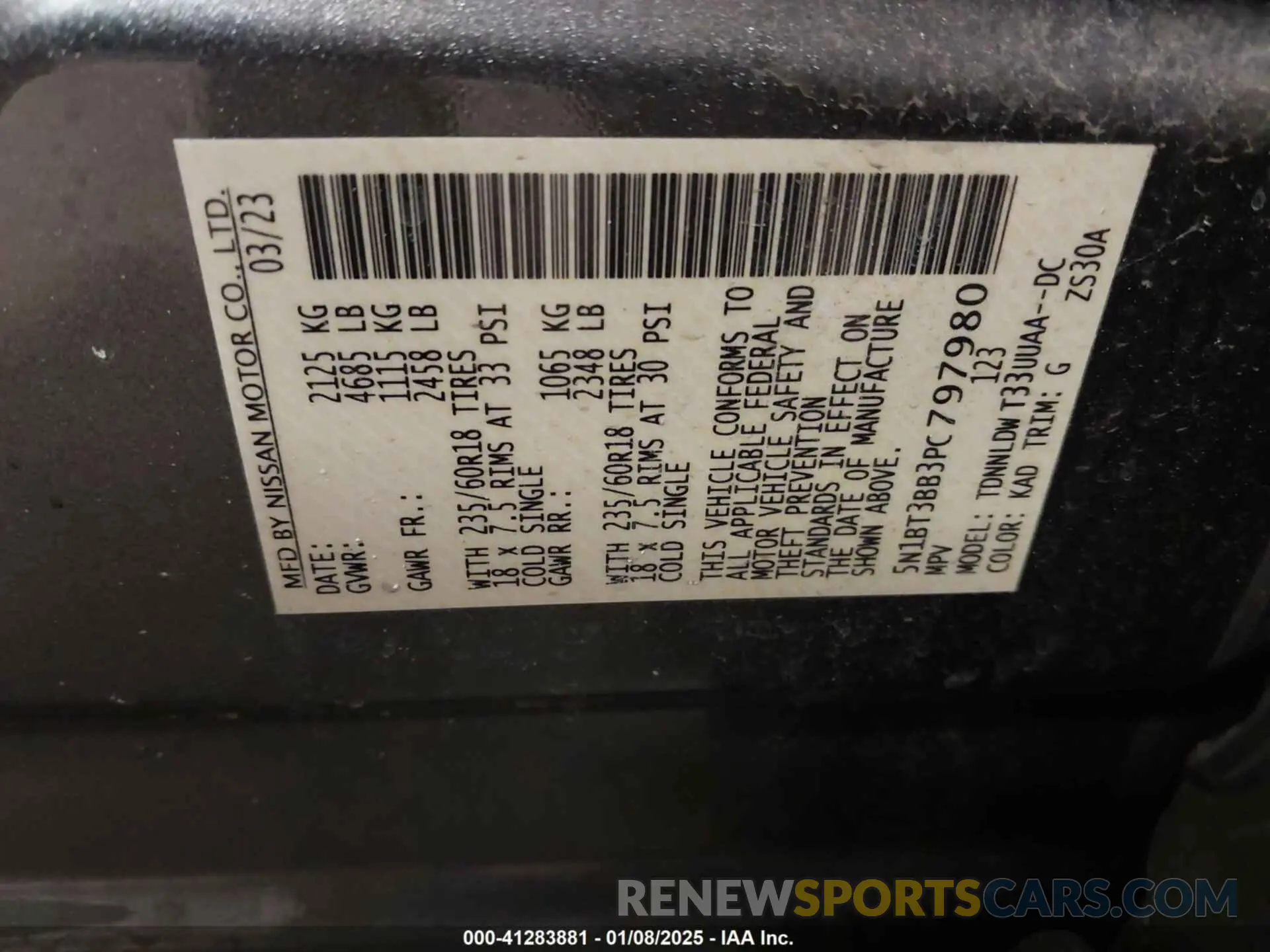 9 fotografías del automóvil dañado 5N1BT3BB3PC797980 NISSAN ROGUE 2023
