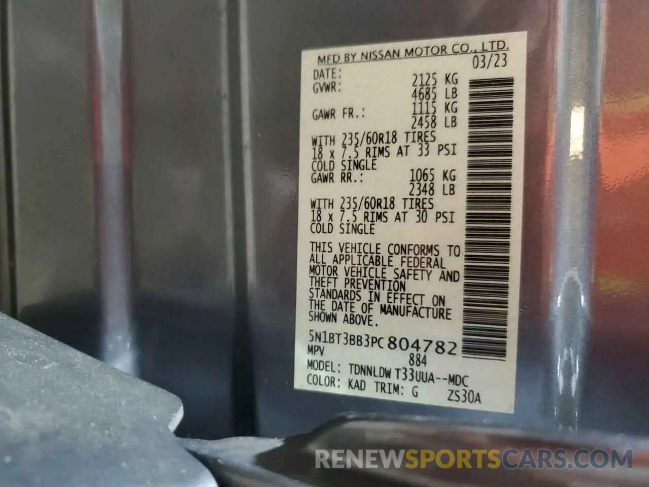 13 fotografías del automóvil dañado 5N1BT3BB3PC804782 NISSAN ROGUE 2023