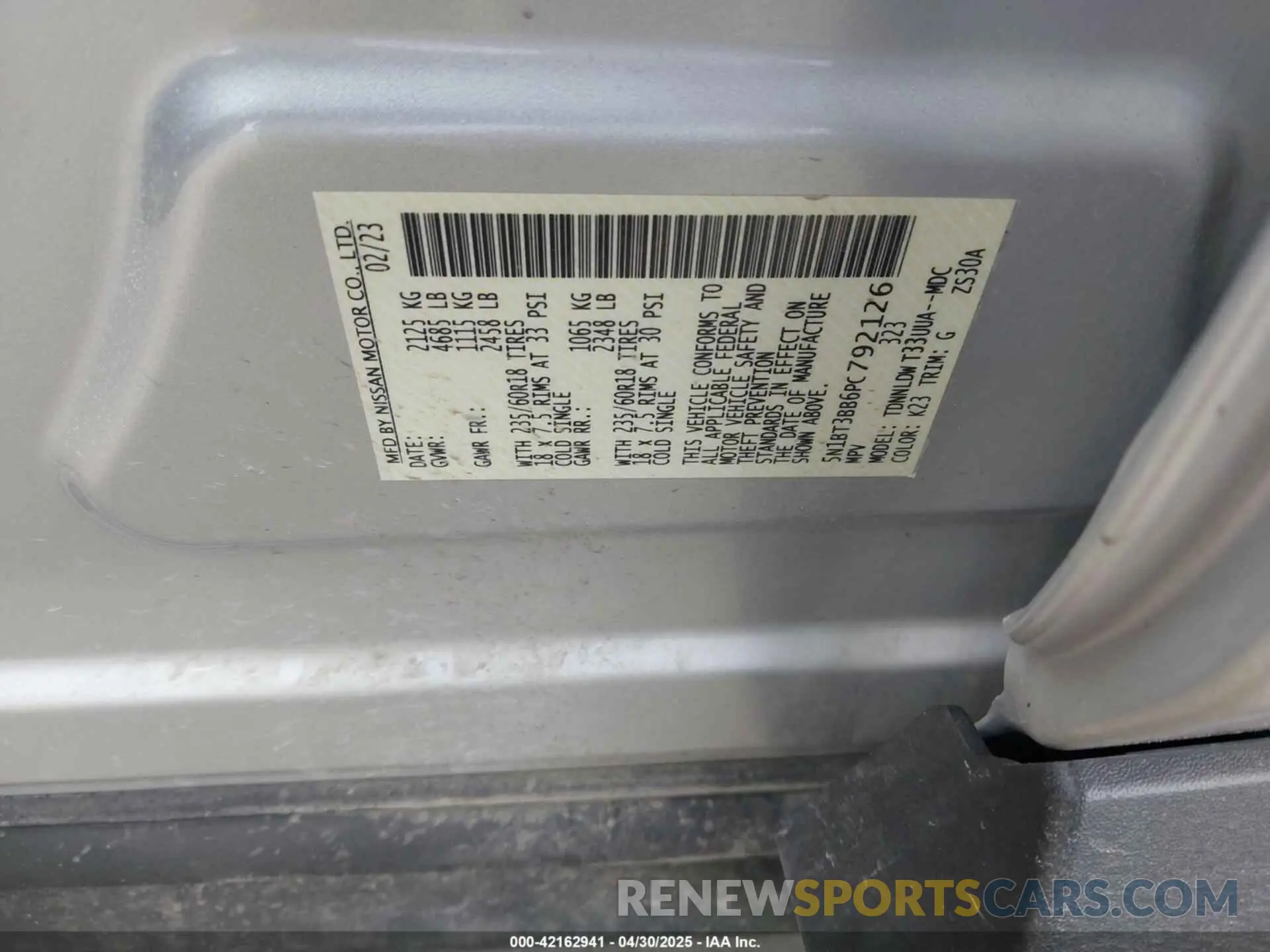 9 fotografías del automóvil dañado 5N1BT3BB6PC792126 NISSAN ROGUE 2023