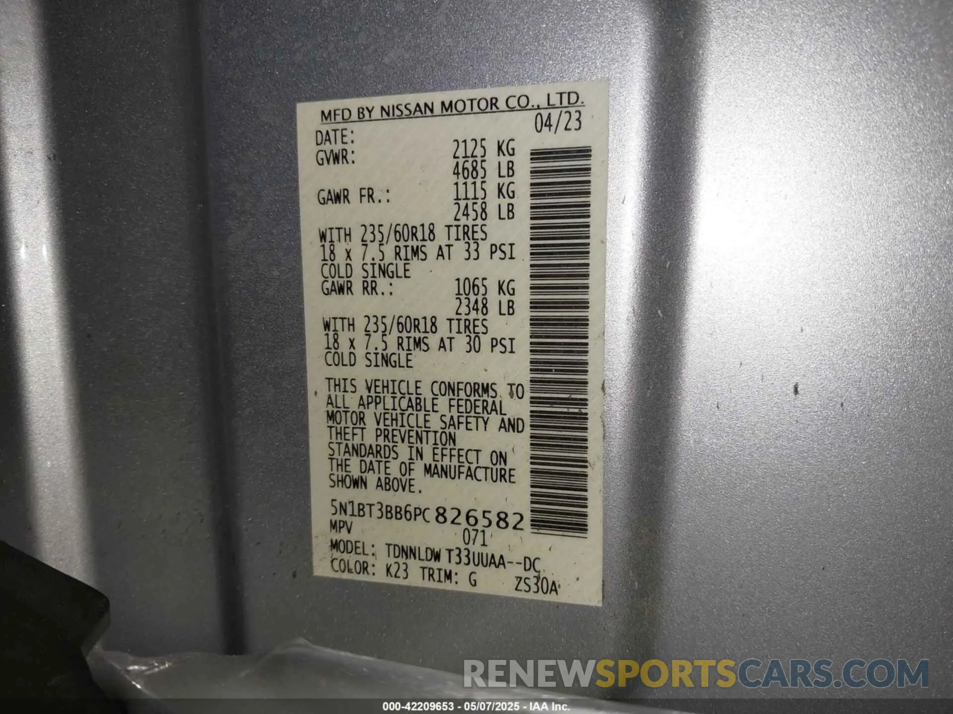 9 fotografías del automóvil dañado 5N1BT3BB6PC826582 NISSAN ROGUE 2023