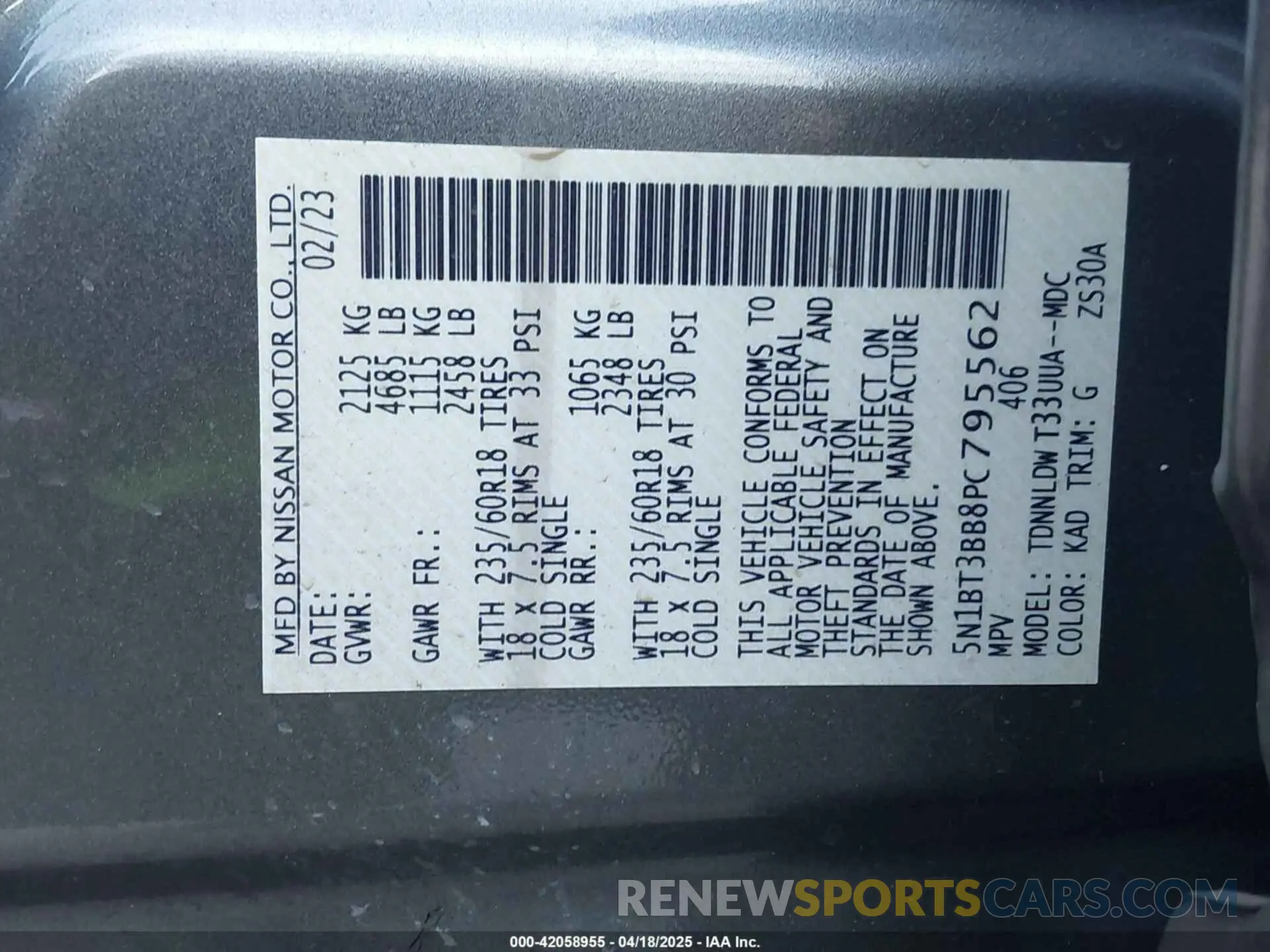 9 fotografías del automóvil dañado 5N1BT3BB8PC795562 NISSAN ROGUE 2023
