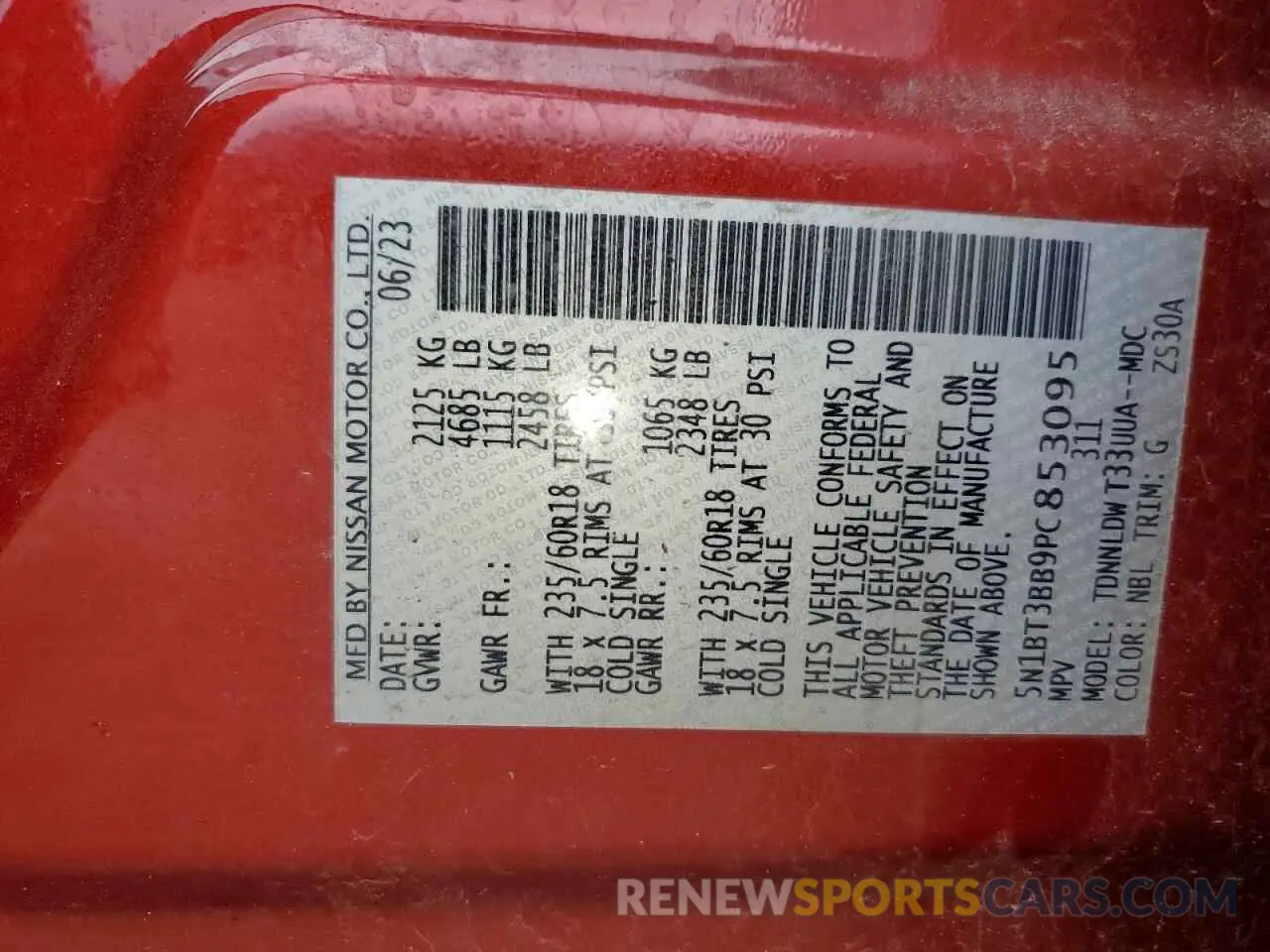 13 fotografías del automóvil dañado 5N1BT3BB9PC853095 NISSAN ROGUE 2023