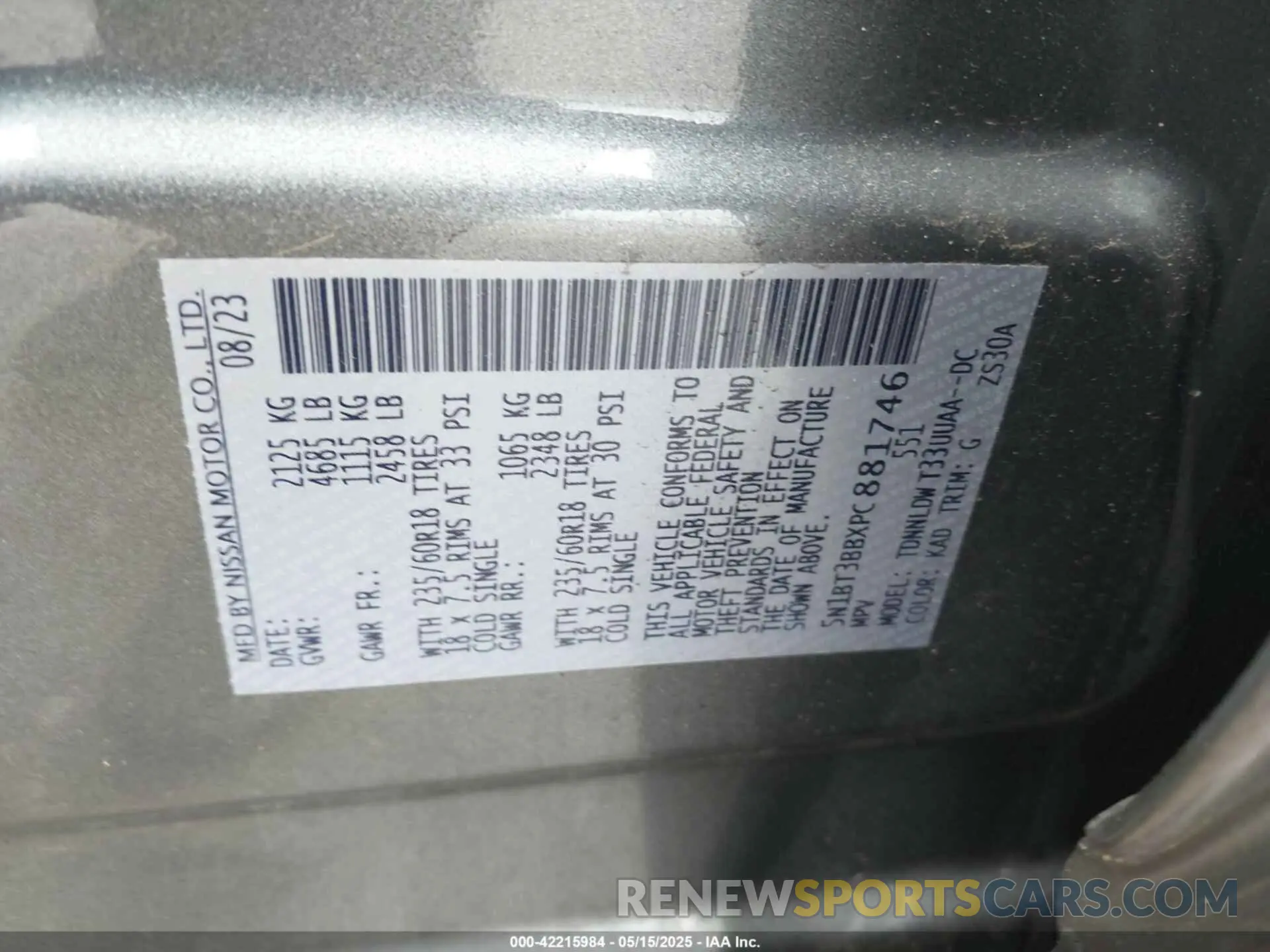 9 fotografías del automóvil dañado 5N1BT3BBXPC881746 NISSAN ROGUE 2023