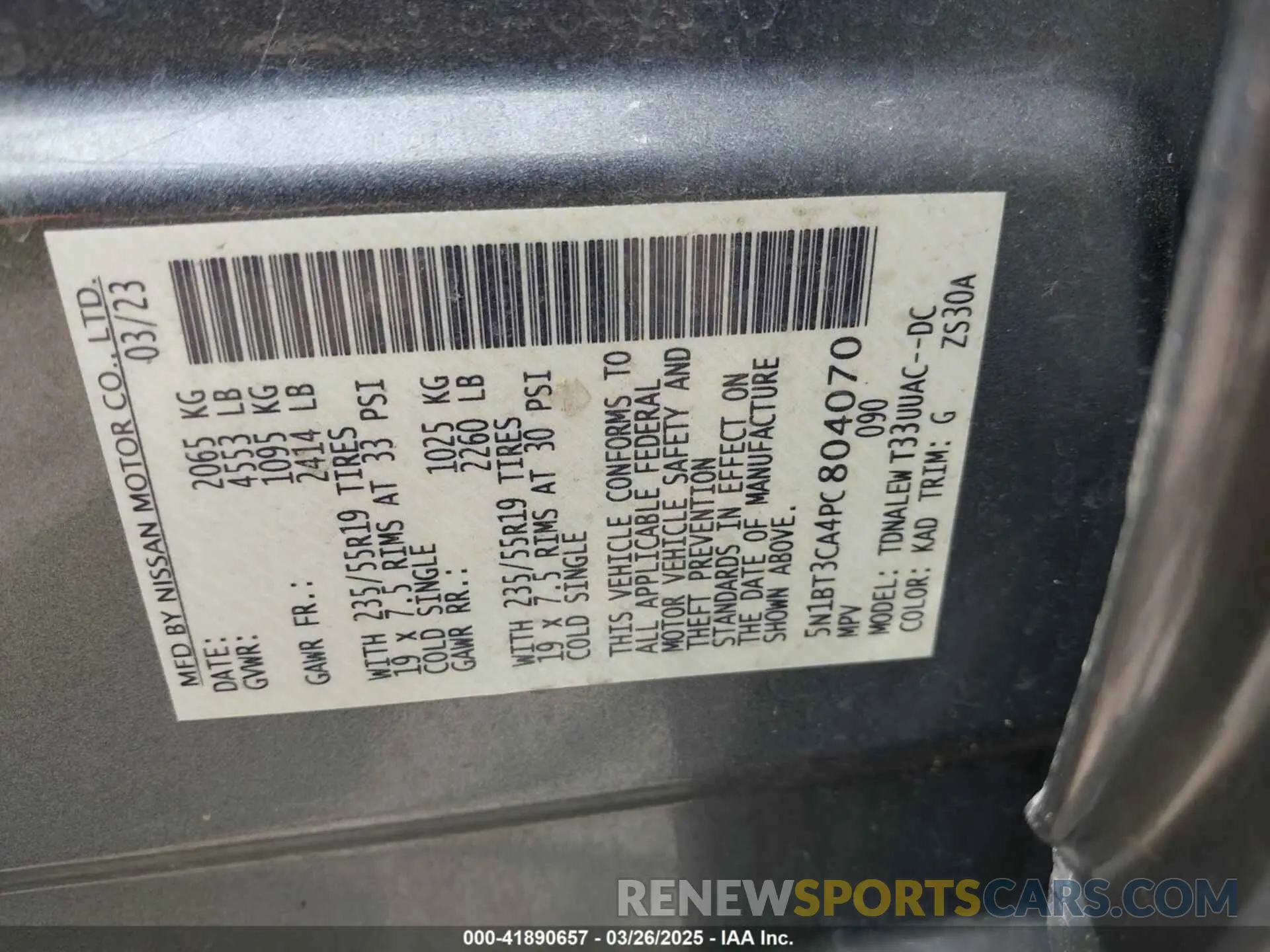 9 fotografías del automóvil dañado 5N1BT3CA4PC804070 NISSAN ROGUE 2023