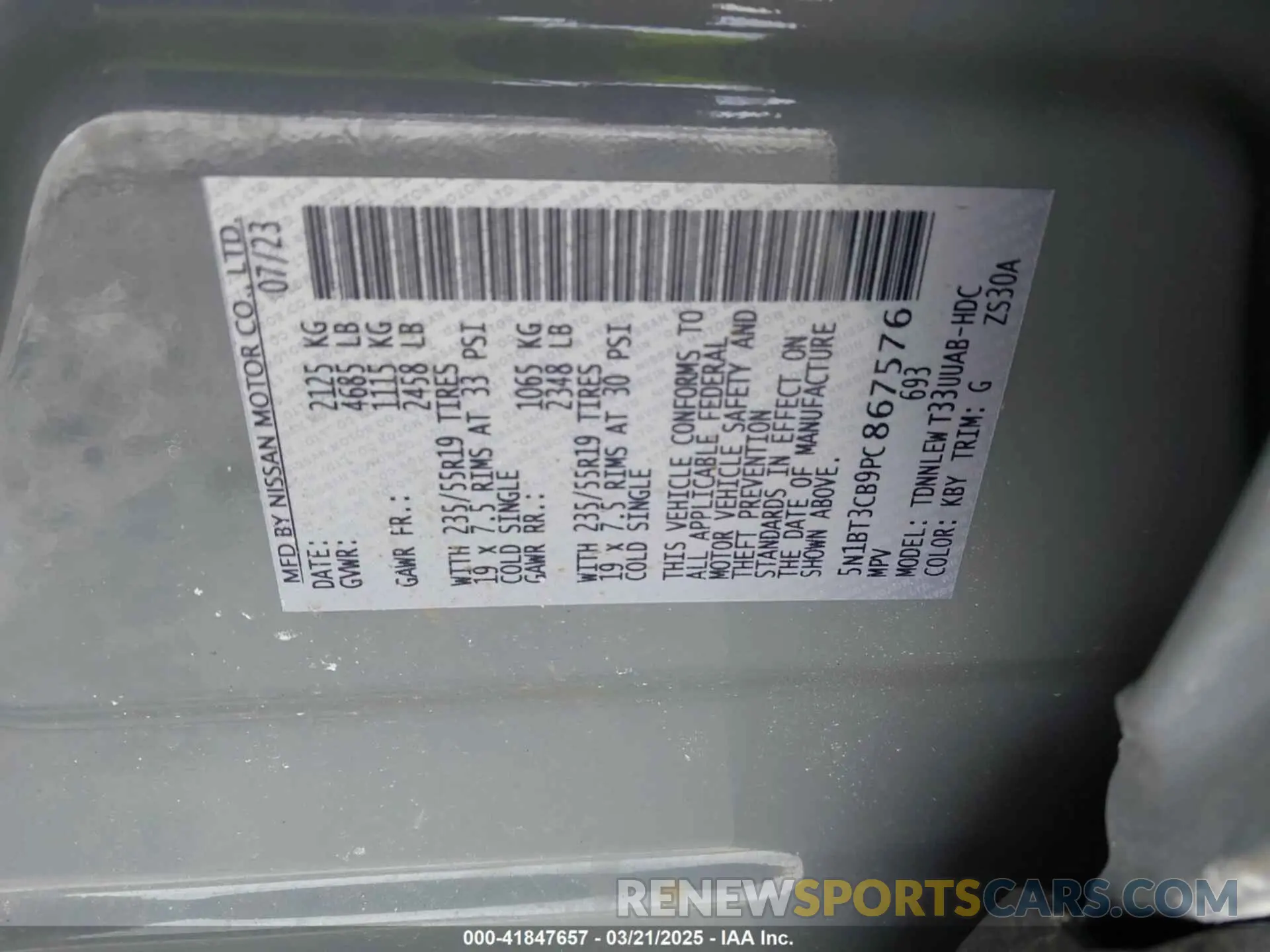 9 fotografías del automóvil dañado 5N1BT3CB9PC867576 NISSAN ROGUE 2023