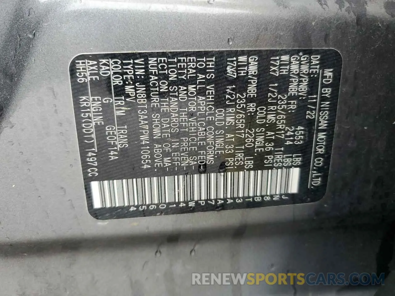 14 fotografías del automóvil dañado JN8BT3AA7PW410654 NISSAN ROGUE 2023