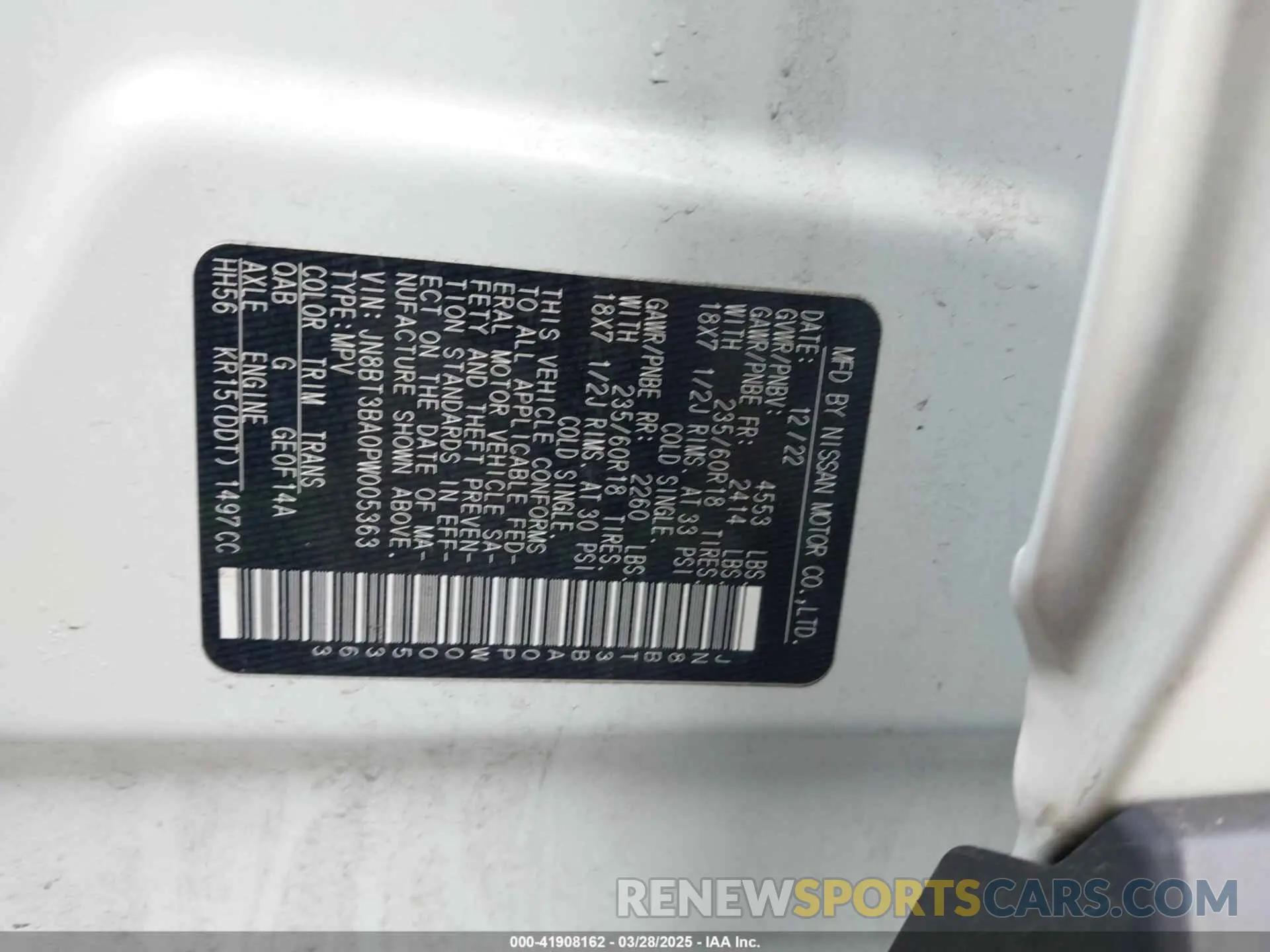 9 fotografías del automóvil dañado JN8BT3BA0PW005363 NISSAN ROGUE 2023