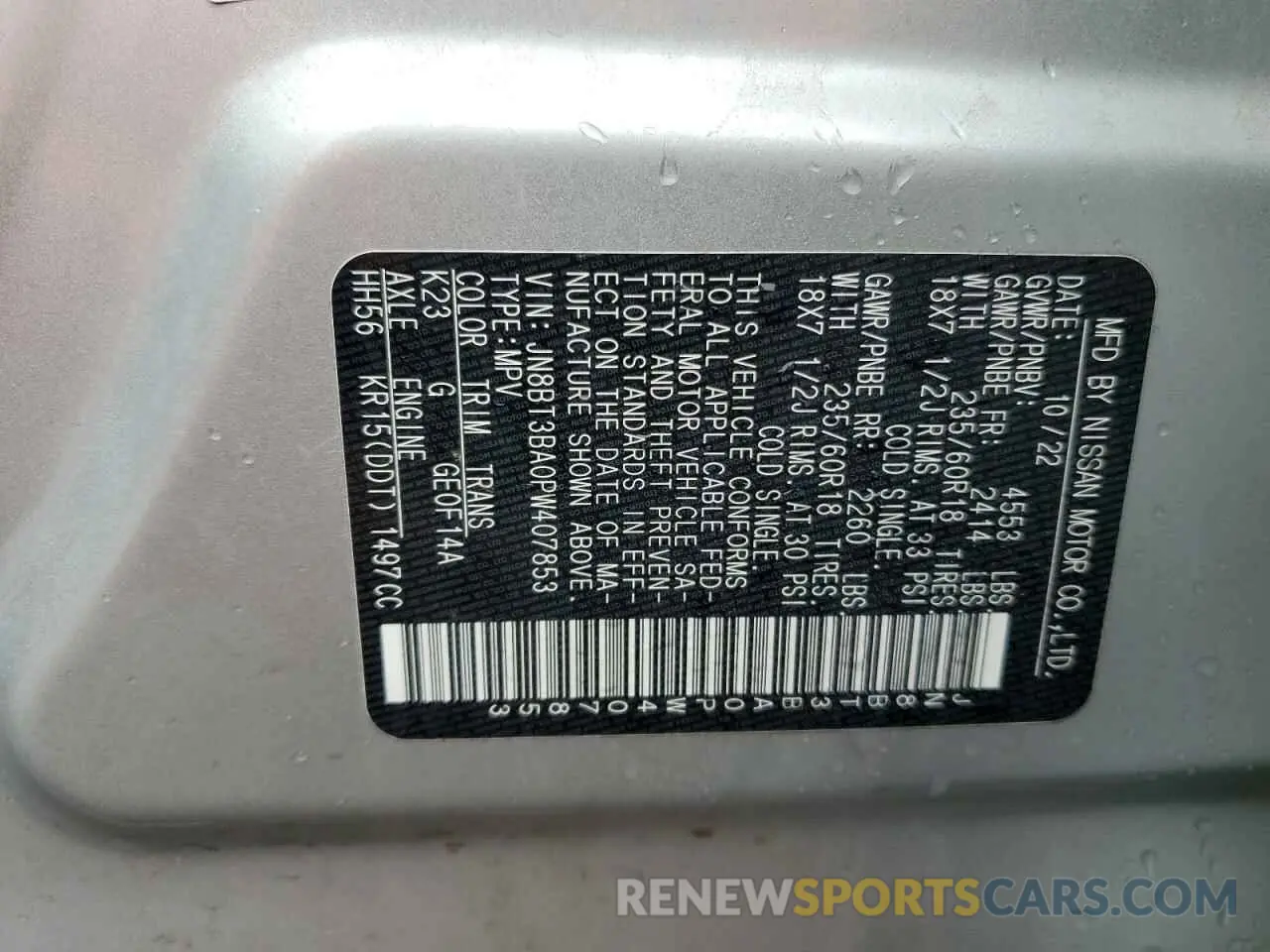 13 fotografías del automóvil dañado JN8BT3BA0PW407853 NISSAN ROGUE 2023
