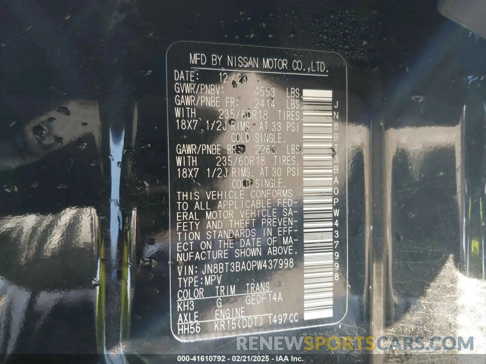9 fotografías del automóvil dañado JN8BT3BA0PW437998 NISSAN ROGUE 2023