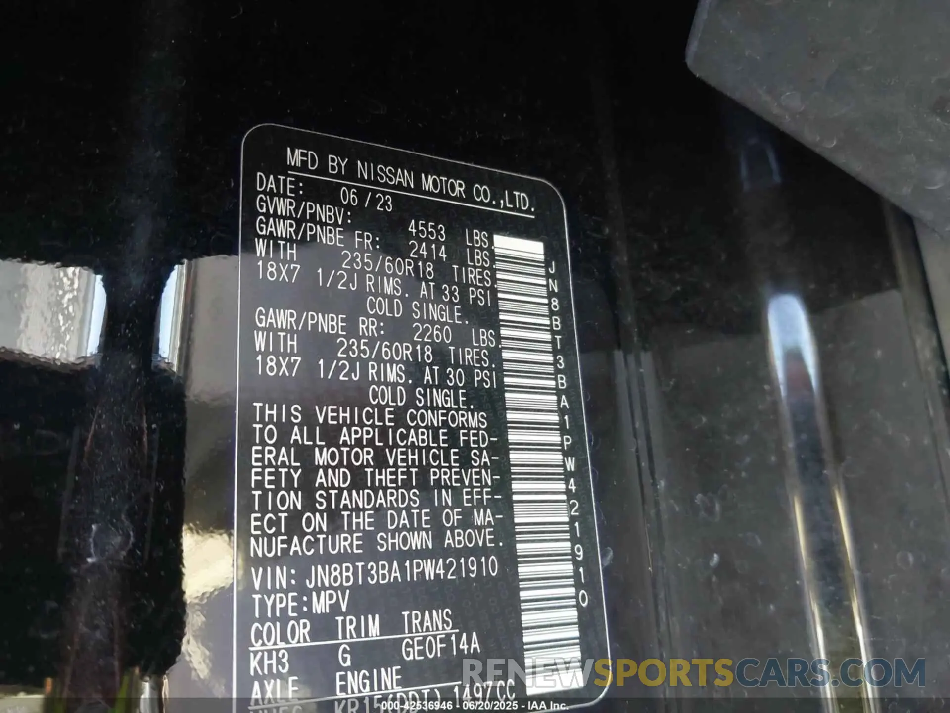 9 fotografías del automóvil dañado JN8BT3BA1PW421910 NISSAN ROGUE 2023
