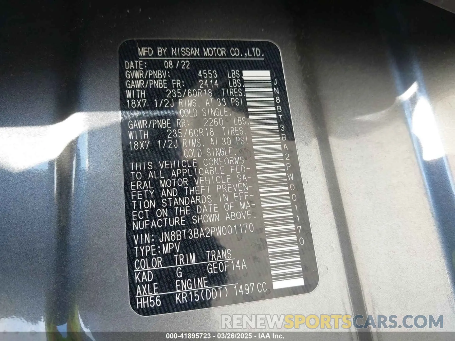 9 fotografías del automóvil dañado JN8BT3BA2PW001170 NISSAN ROGUE 2023