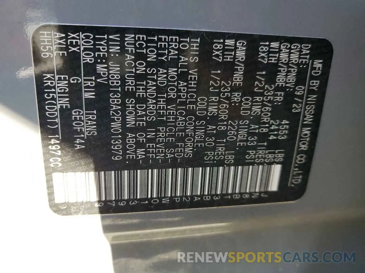 13 fotografías del automóvil dañado JN8BT3BA2PW013979 NISSAN ROGUE 2023