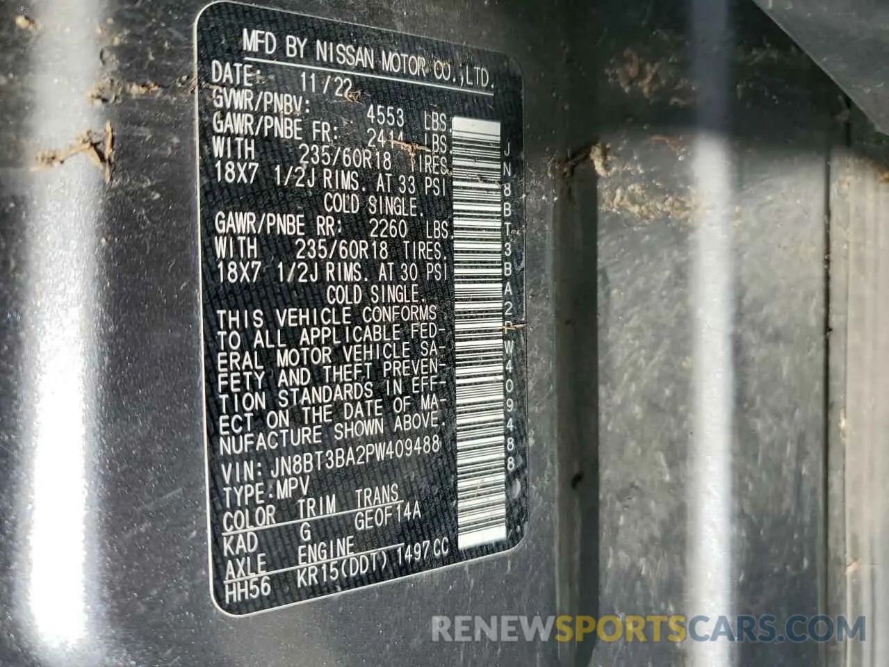 13 fotografías del automóvil dañado JN8BT3BA2PW409488 NISSAN ROGUE 2023