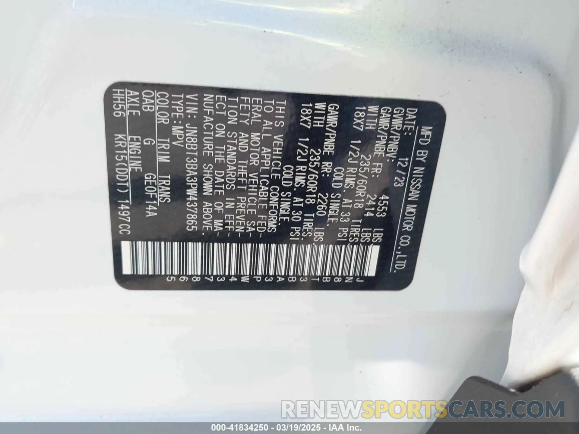 9 fotografías del automóvil dañado JN8BT3BA3PW437865 NISSAN ROGUE 2023