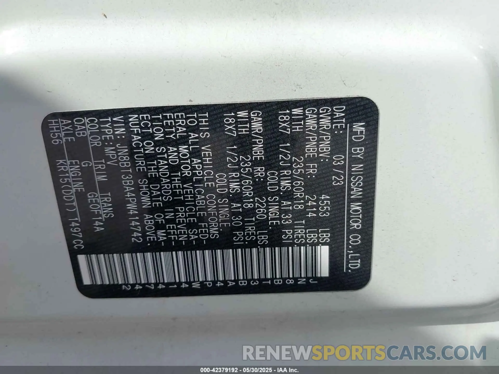 9 fotografías del automóvil dañado JN8BT3BA4PW414742 NISSAN ROGUE 2023