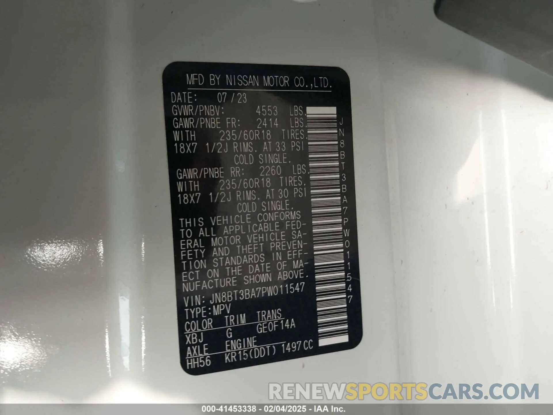 9 fotografías del automóvil dañado JN8BT3BA7PW011547 NISSAN ROGUE 2023