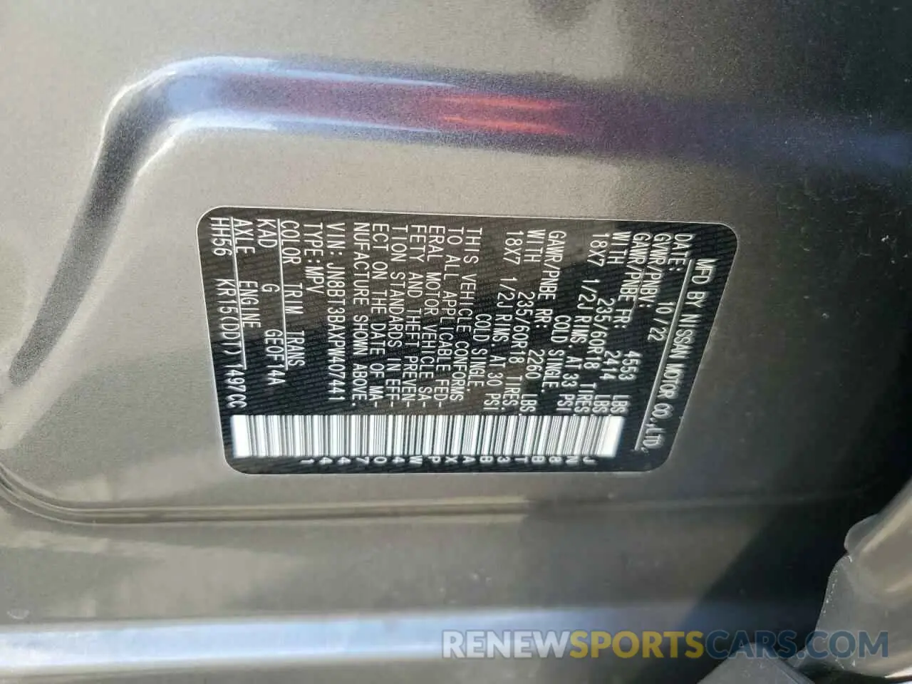 13 fotografías del automóvil dañado JN8BT3BAXPW407441 NISSAN ROGUE 2023
