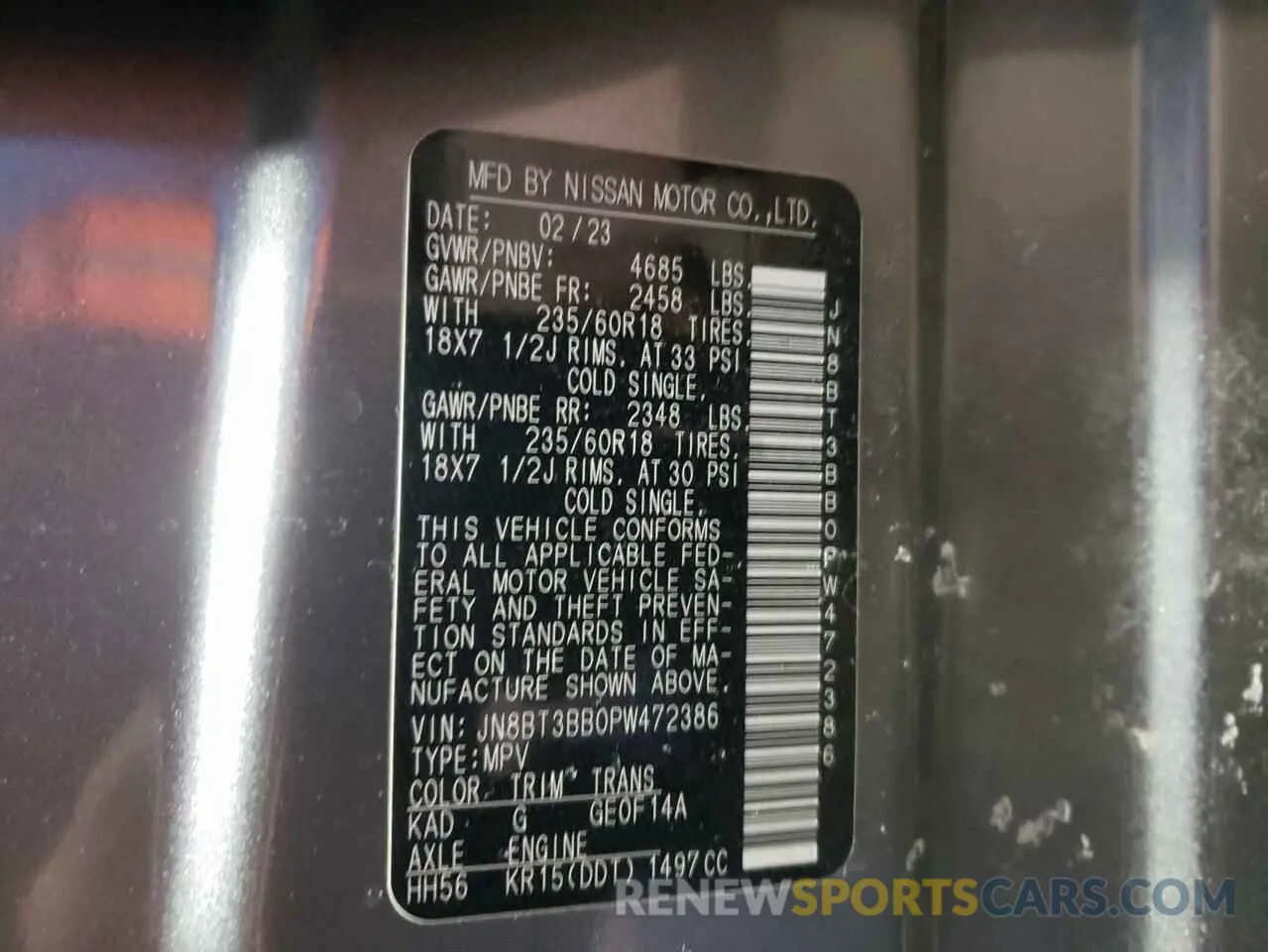 14 fotografías del automóvil dañado JN8BT3BB0PW472386 NISSAN ROGUE 2023