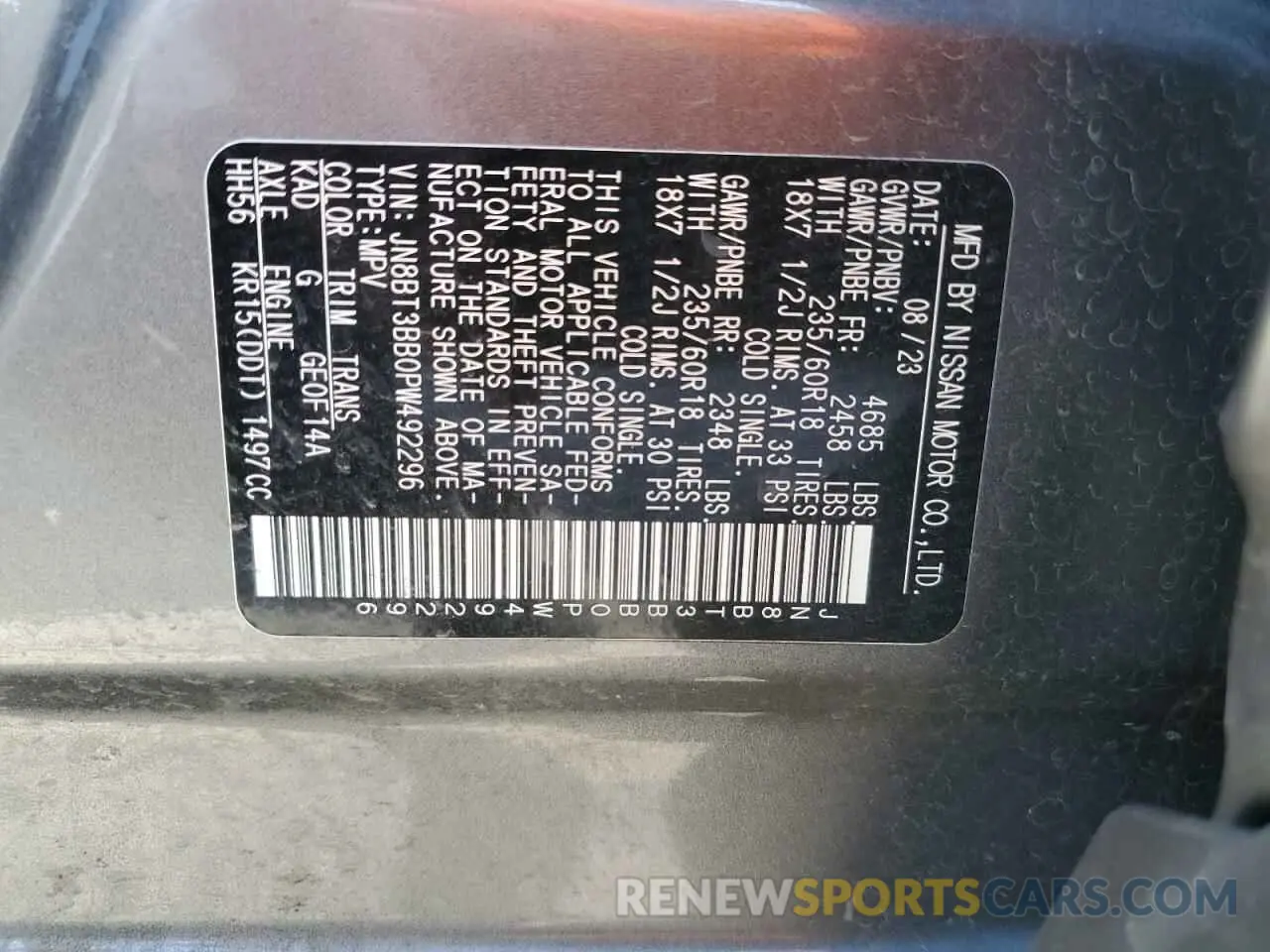 13 fotografías del automóvil dañado JN8BT3BB0PW492296 NISSAN ROGUE 2023