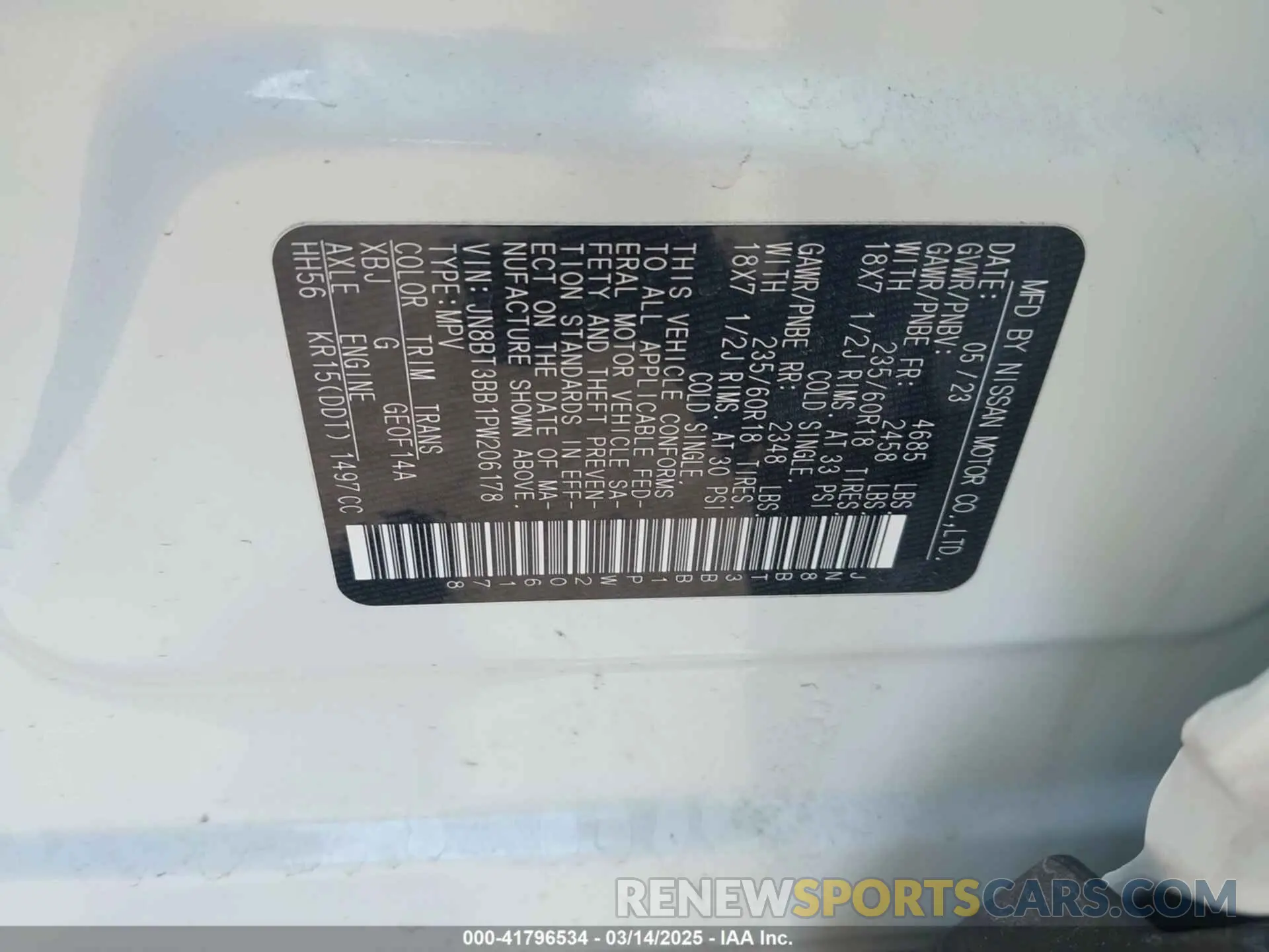 9 fotografías del automóvil dañado JN8BT3BB1PW206178 NISSAN ROGUE 2023