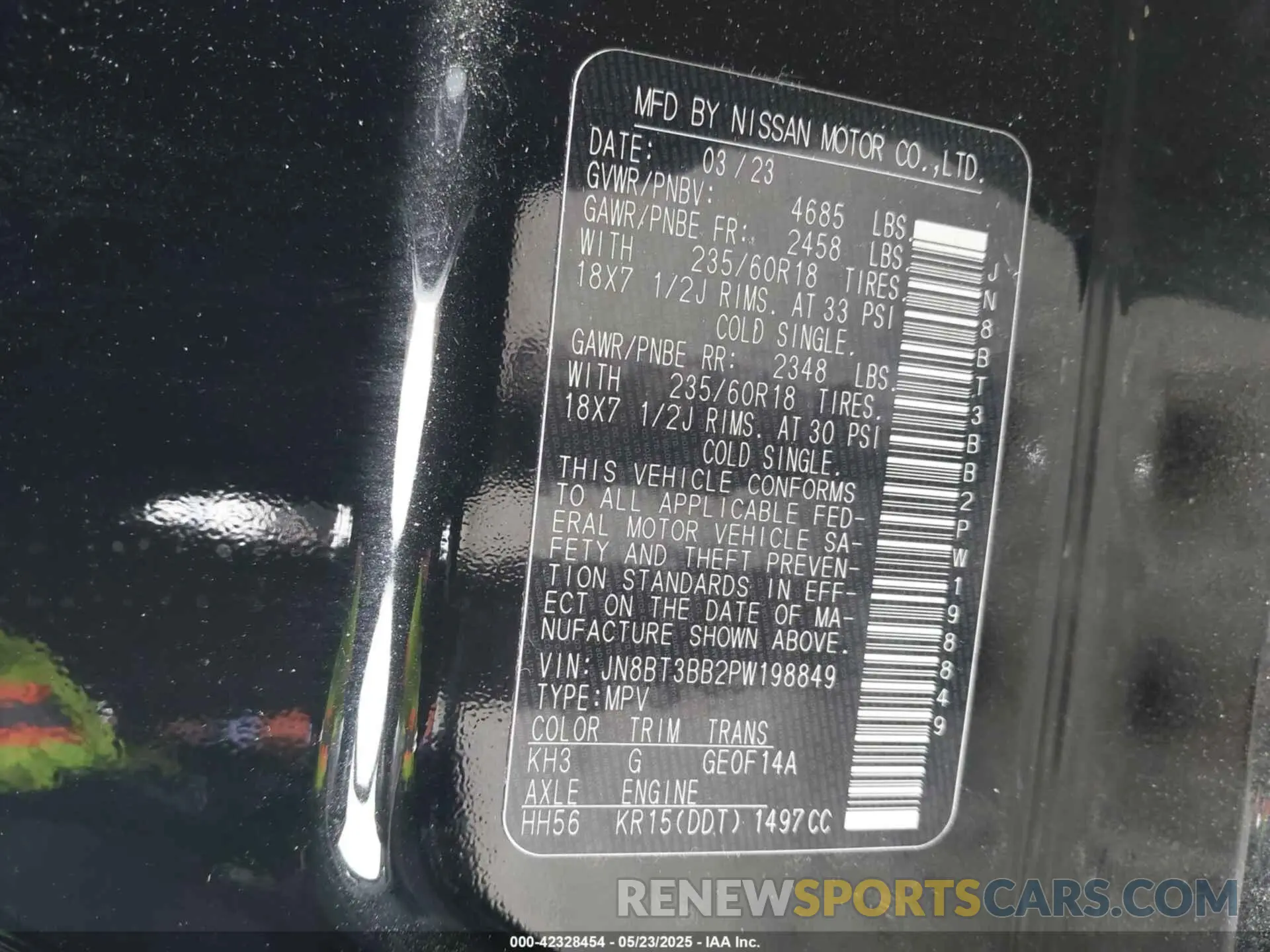 9 fotografías del automóvil dañado JN8BT3BB2PW198849 NISSAN ROGUE 2023