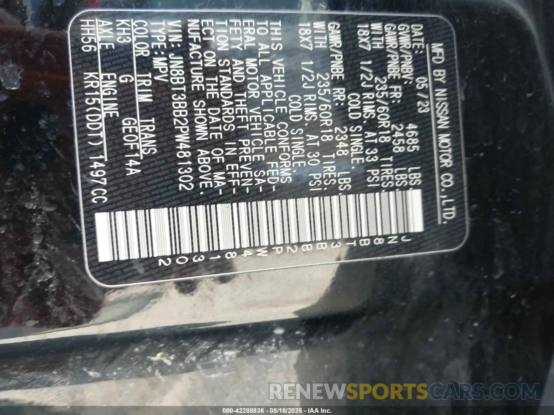 9 fotografías del automóvil dañado JN8BT3BB2PW481302 NISSAN ROGUE 2023