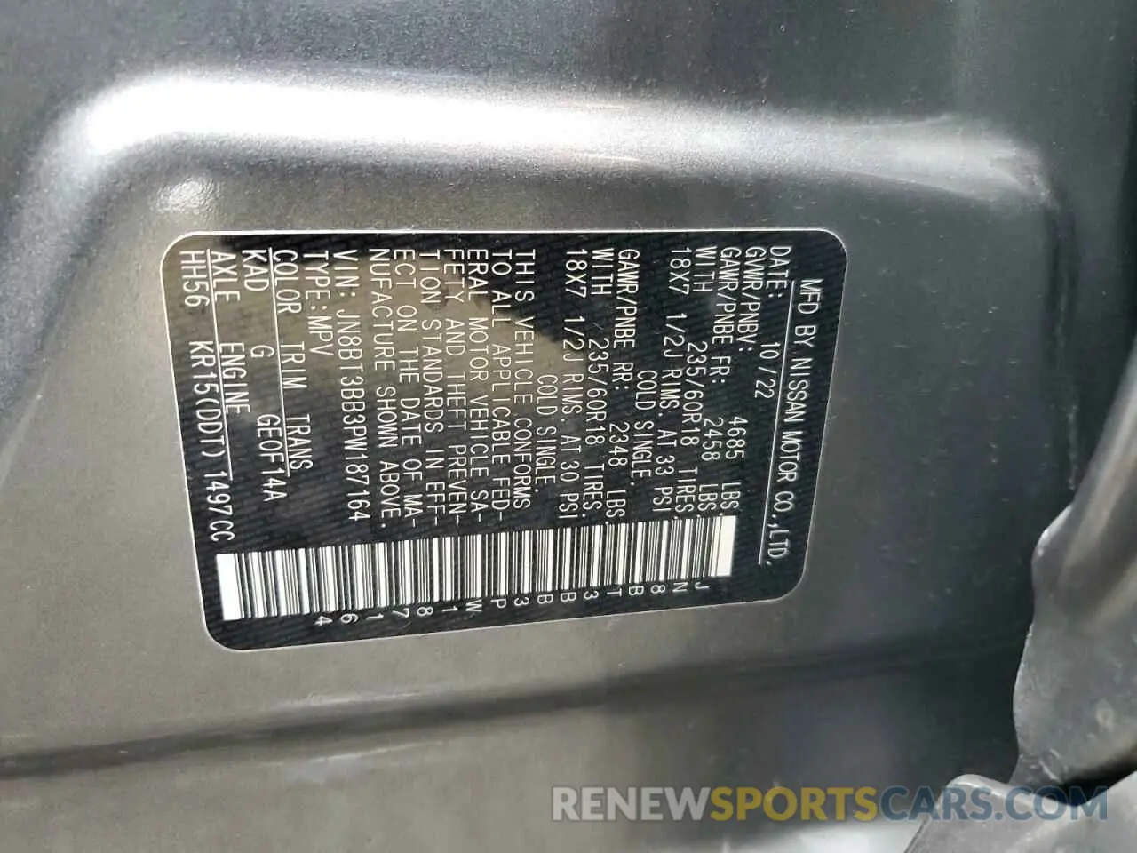 13 fotografías del automóvil dañado JN8BT3BB3PW187164 NISSAN ROGUE 2023