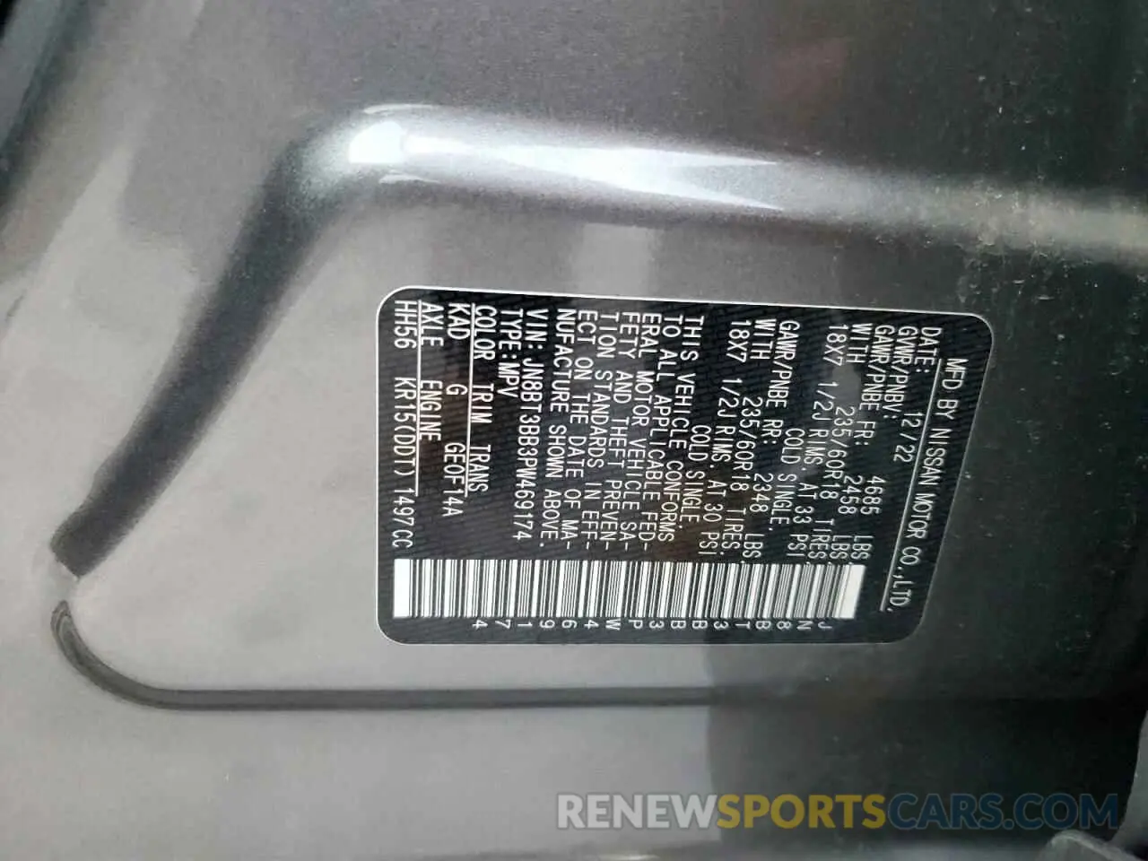 13 fotografías del automóvil dañado JN8BT3BB3PW469174 NISSAN ROGUE 2023